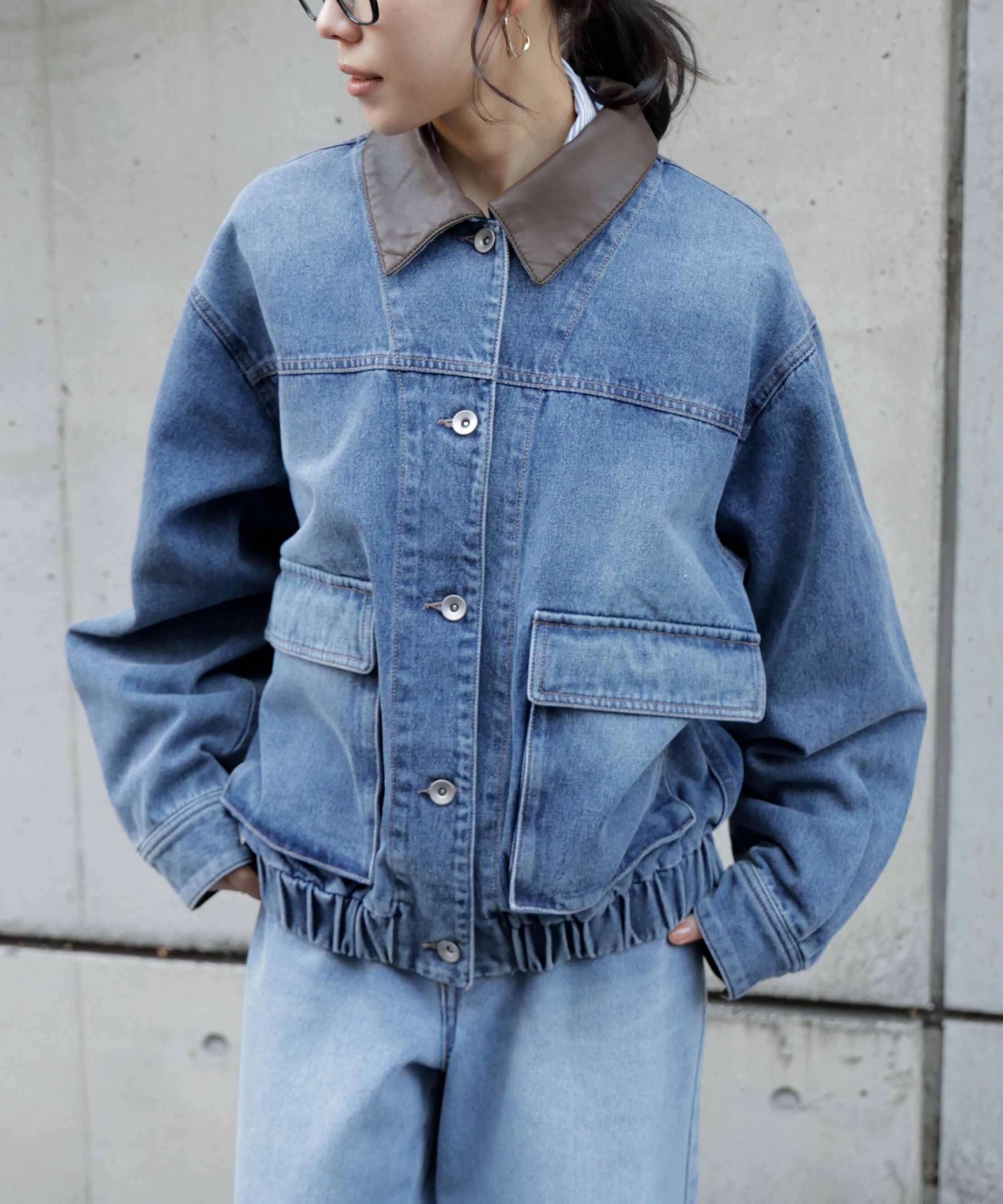  「バイカラーワークジャケット」|ブルゾン・スタジャン|