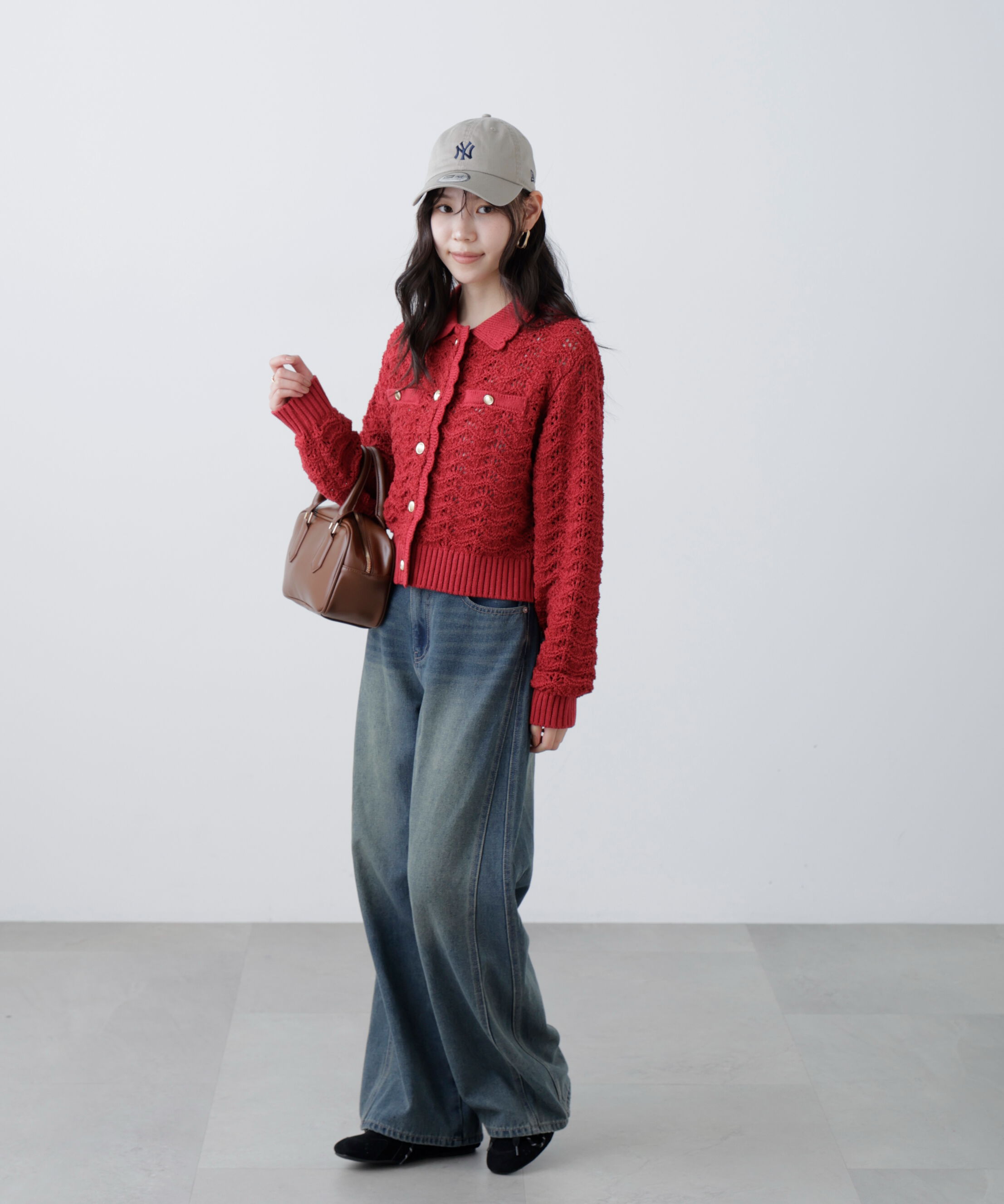  「ミニブークレツィードライク配色ニットカーディガン」|ニット・セーター|