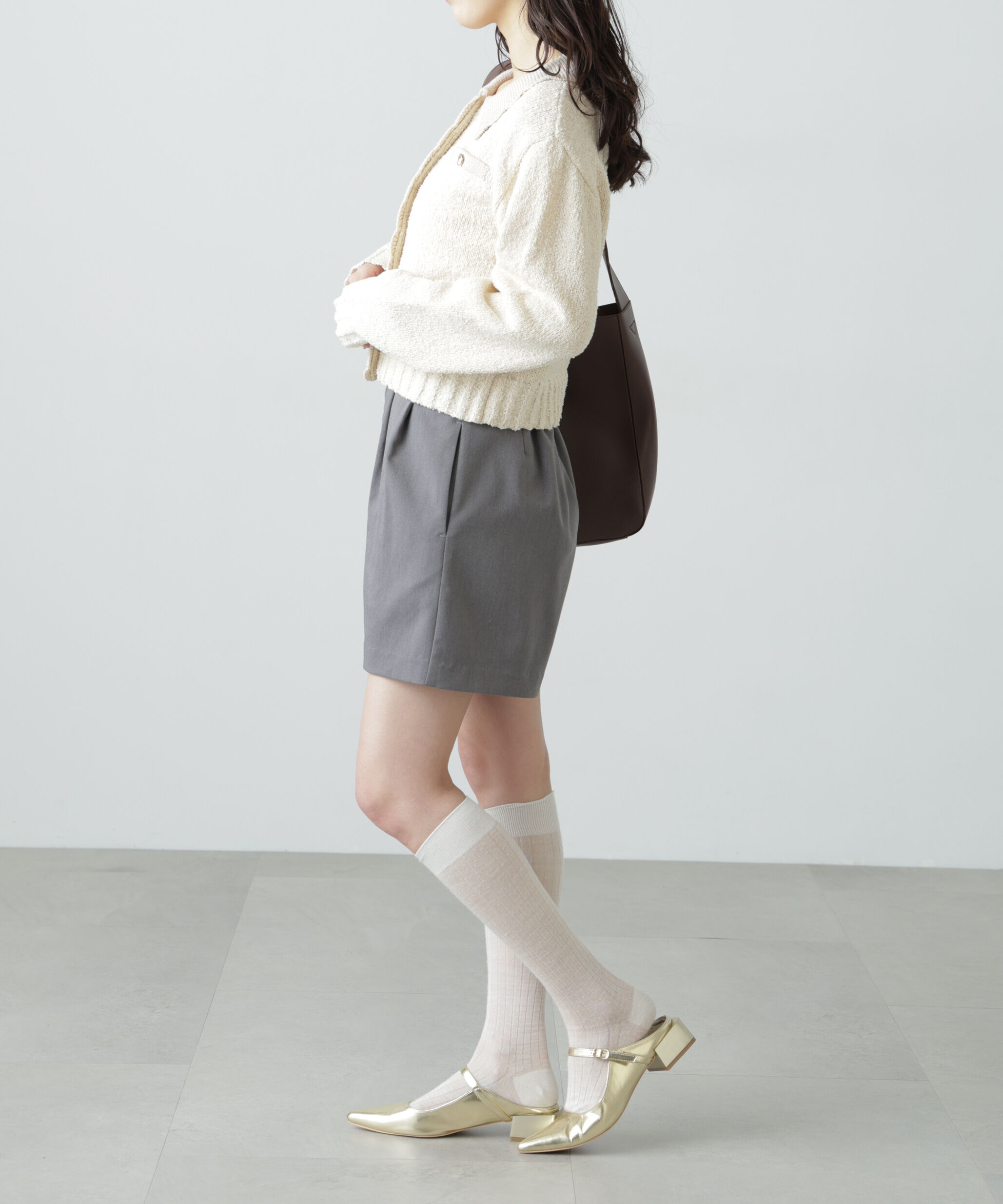  「ミニブークレツイードライクニットカーディガン」|ニット・セーター|