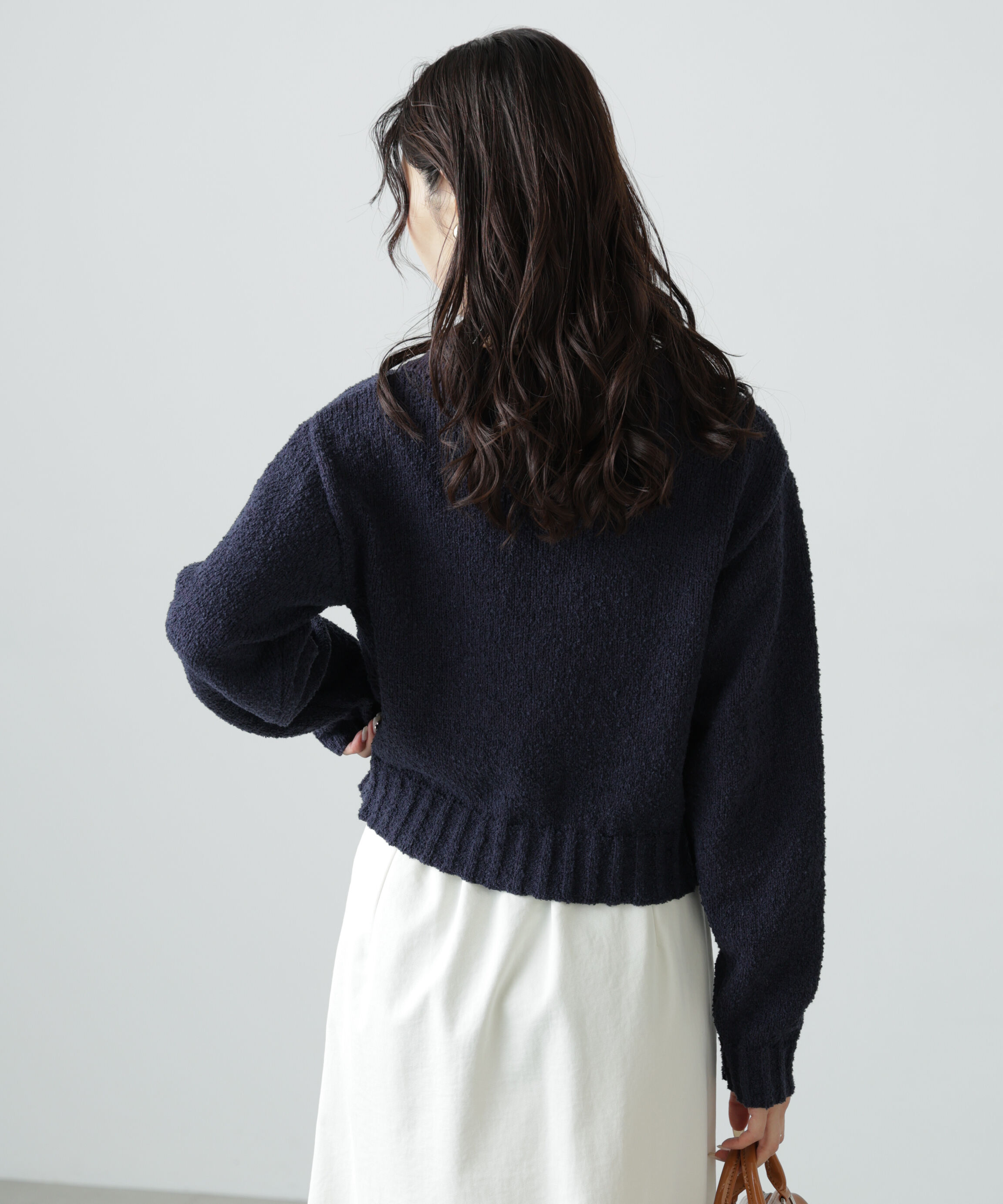  「ミニブークレツイードライクニットカーディガン」|ニット・セーター|