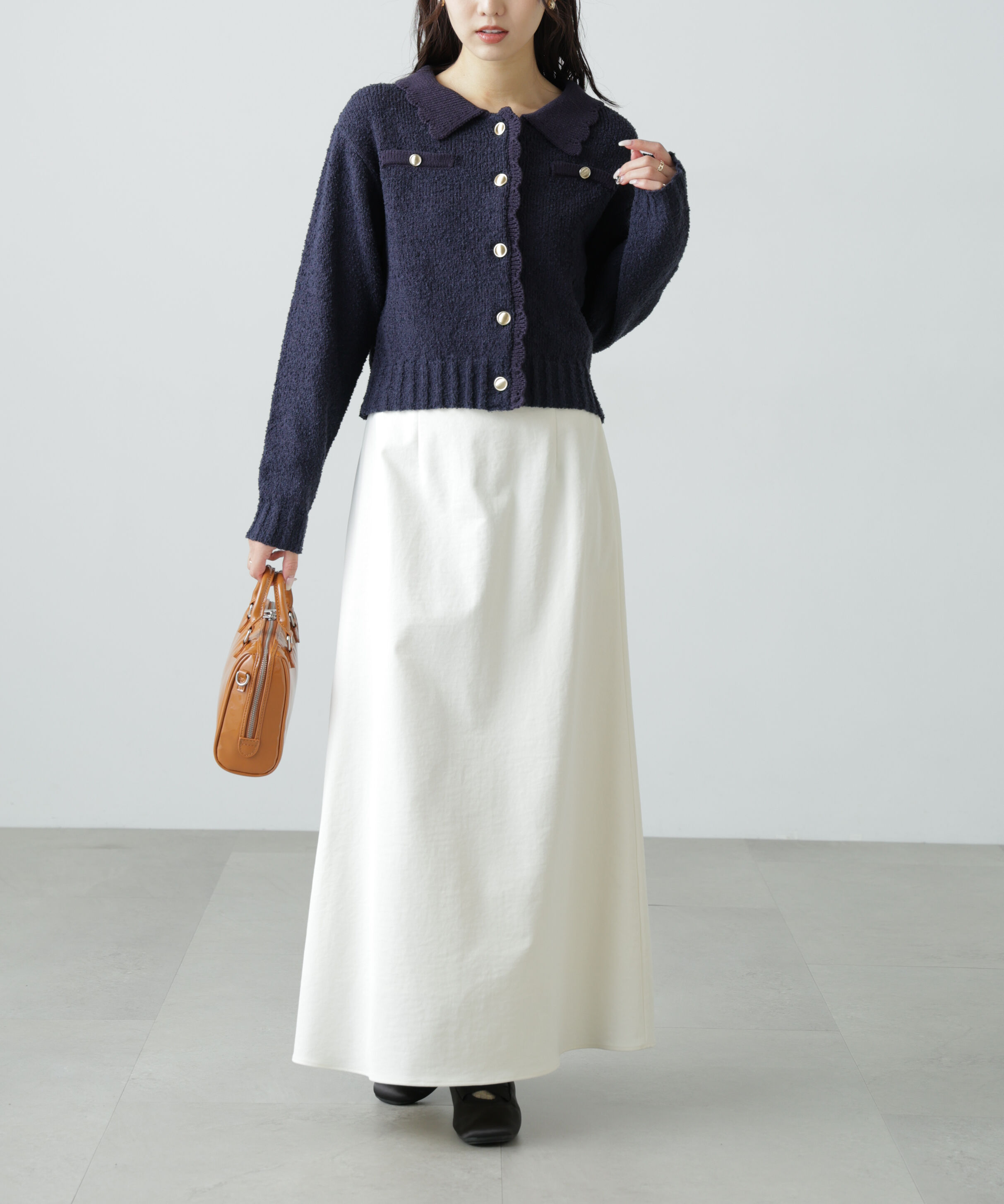  「ミニブークレツイードライクニットカーディガン」|ニット・セーター|