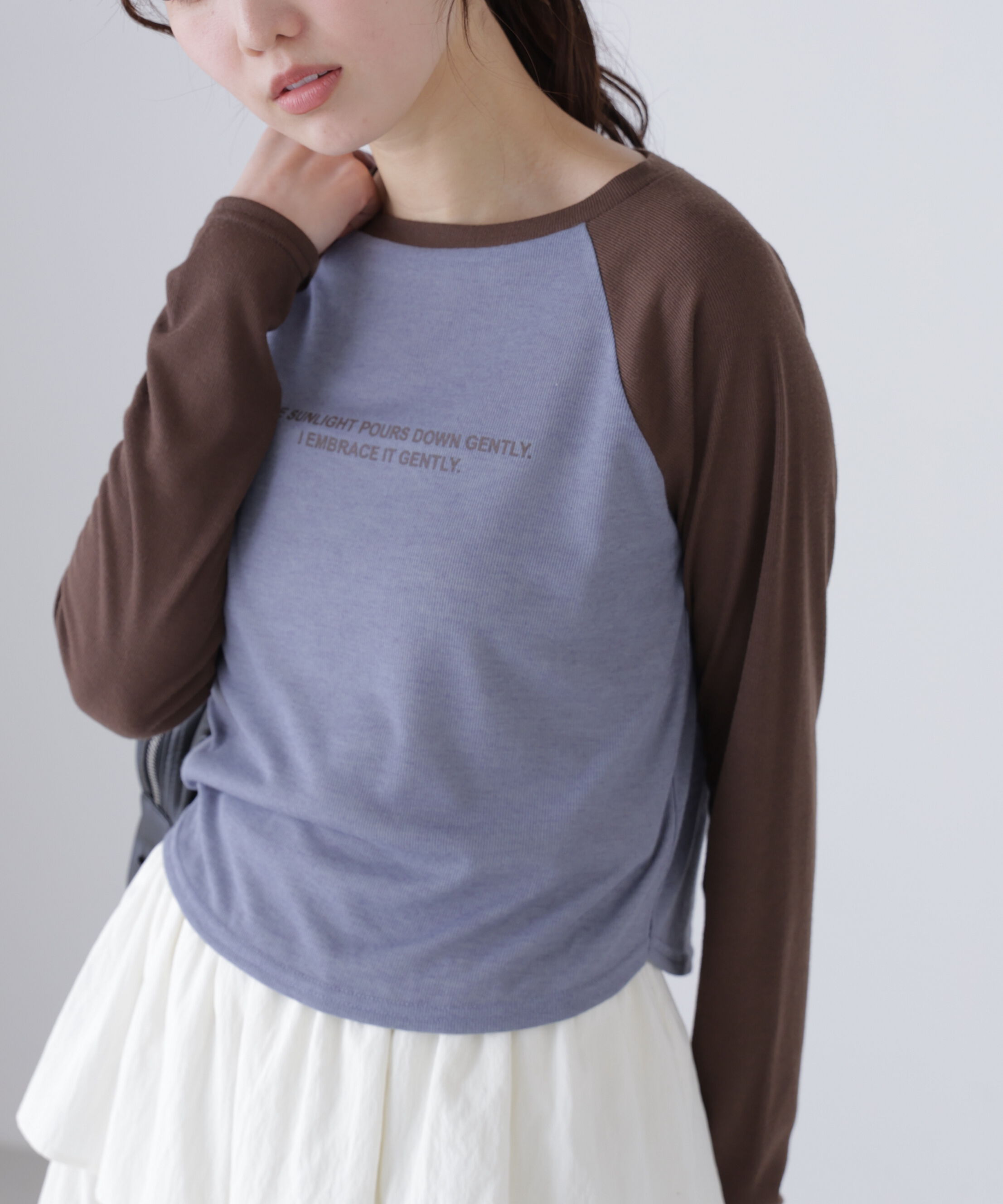  「シアー天竺ラグラン長袖カットソー」|Tシャツ・カットソー|サックス