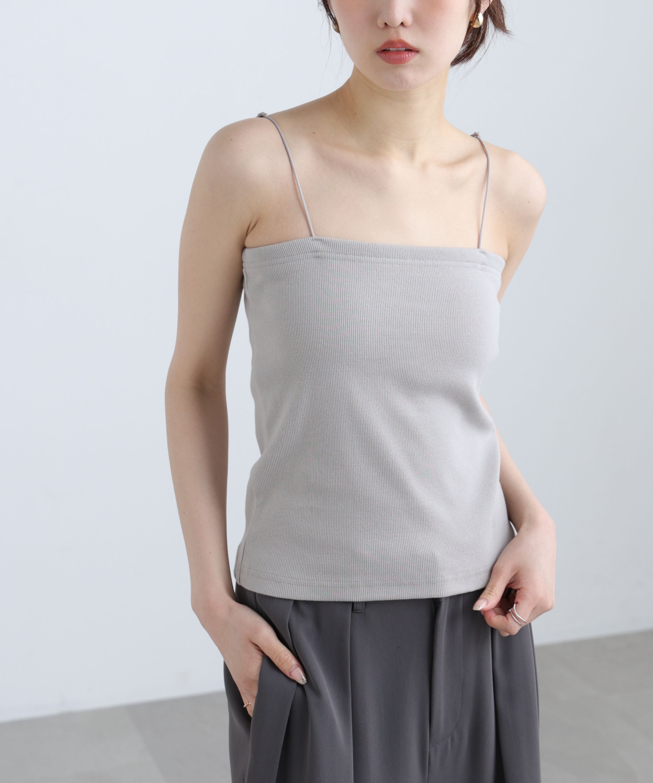  「[接触冷感][UV加工]カップ付きベアキャミソール」|Tシャツ・カットソー|