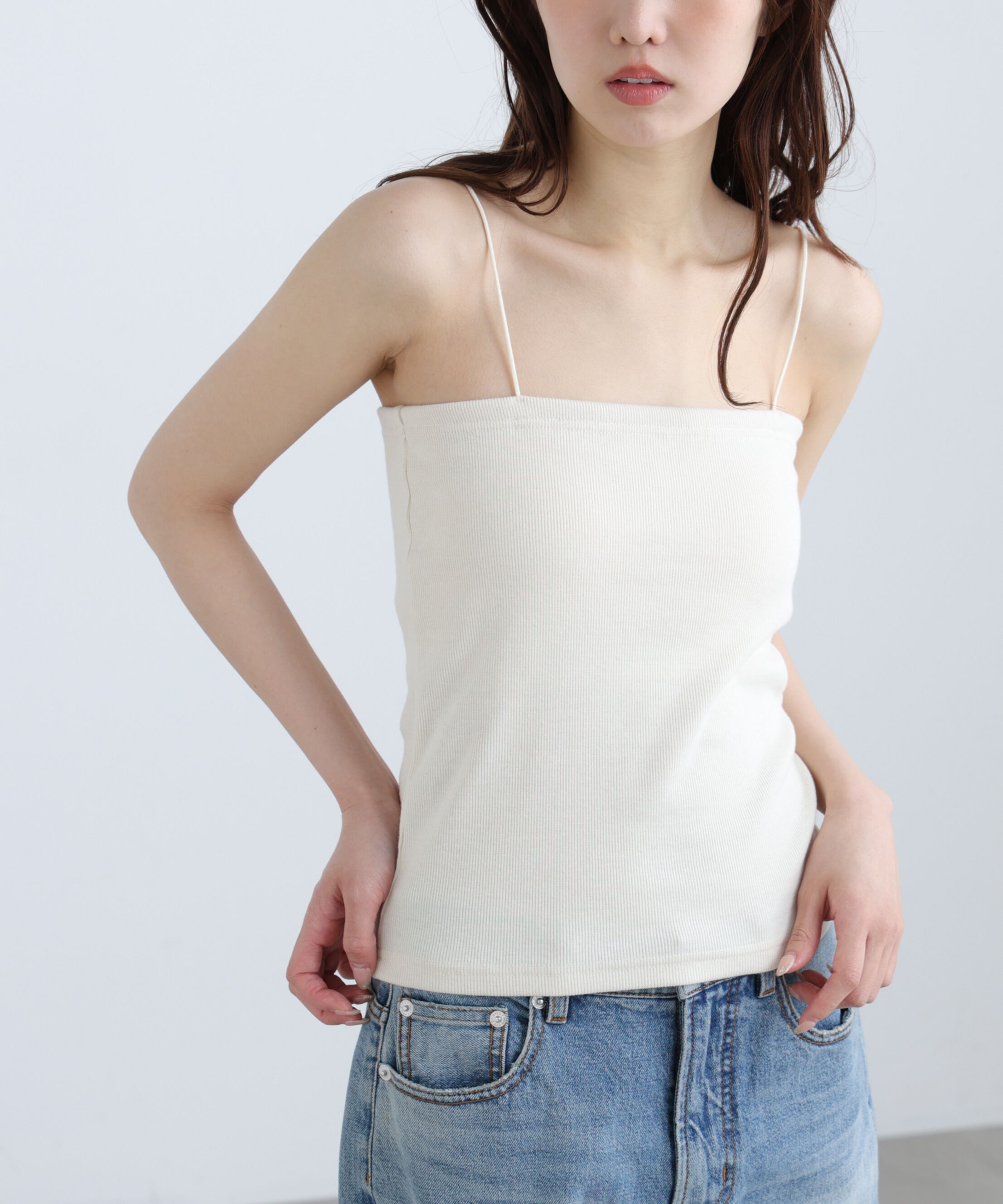  「[接触冷感][UV加工]カップ付きベアキャミソール」|Tシャツ・カットソー|