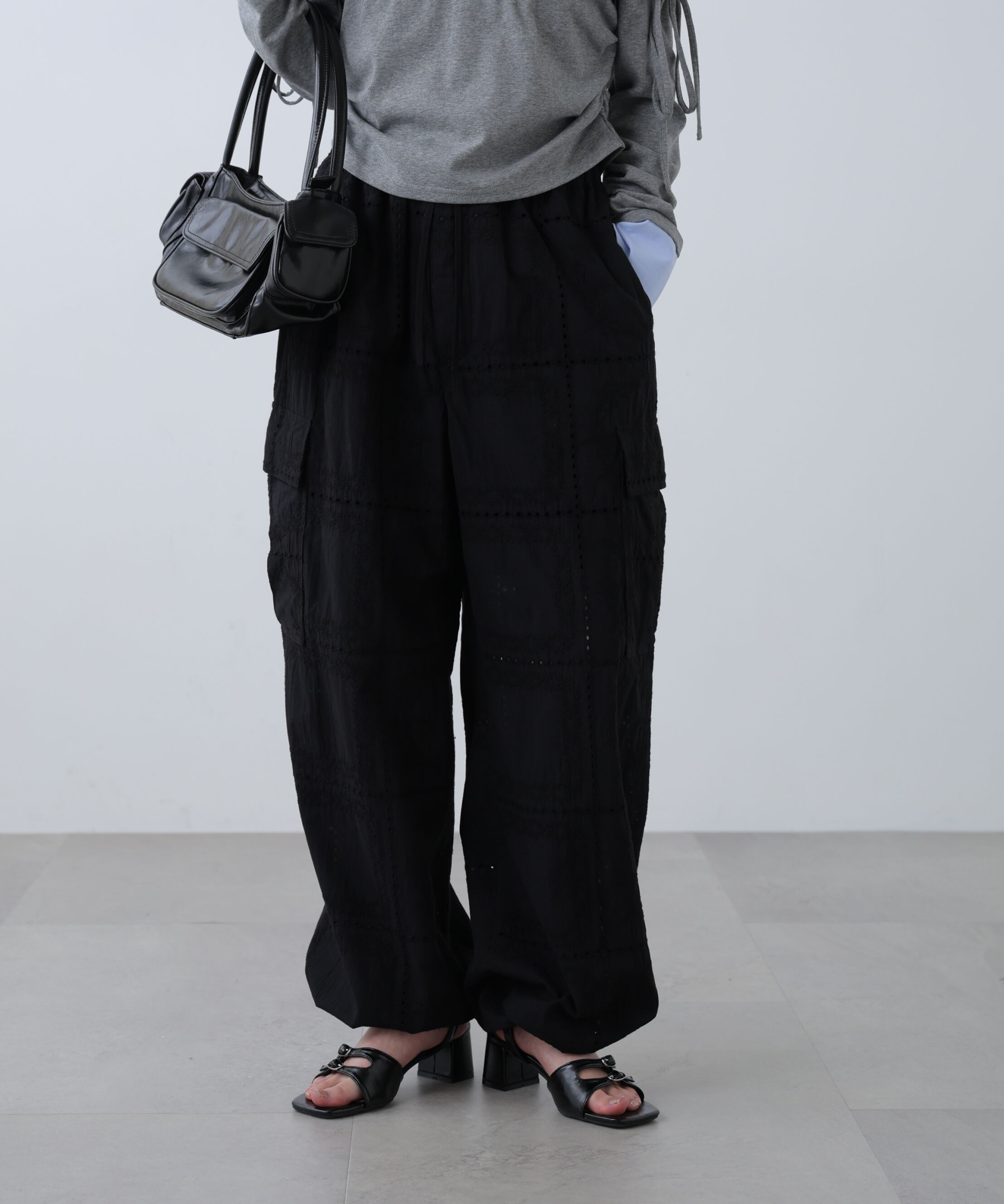  「レースカーゴパンツ」|その他|ブラック