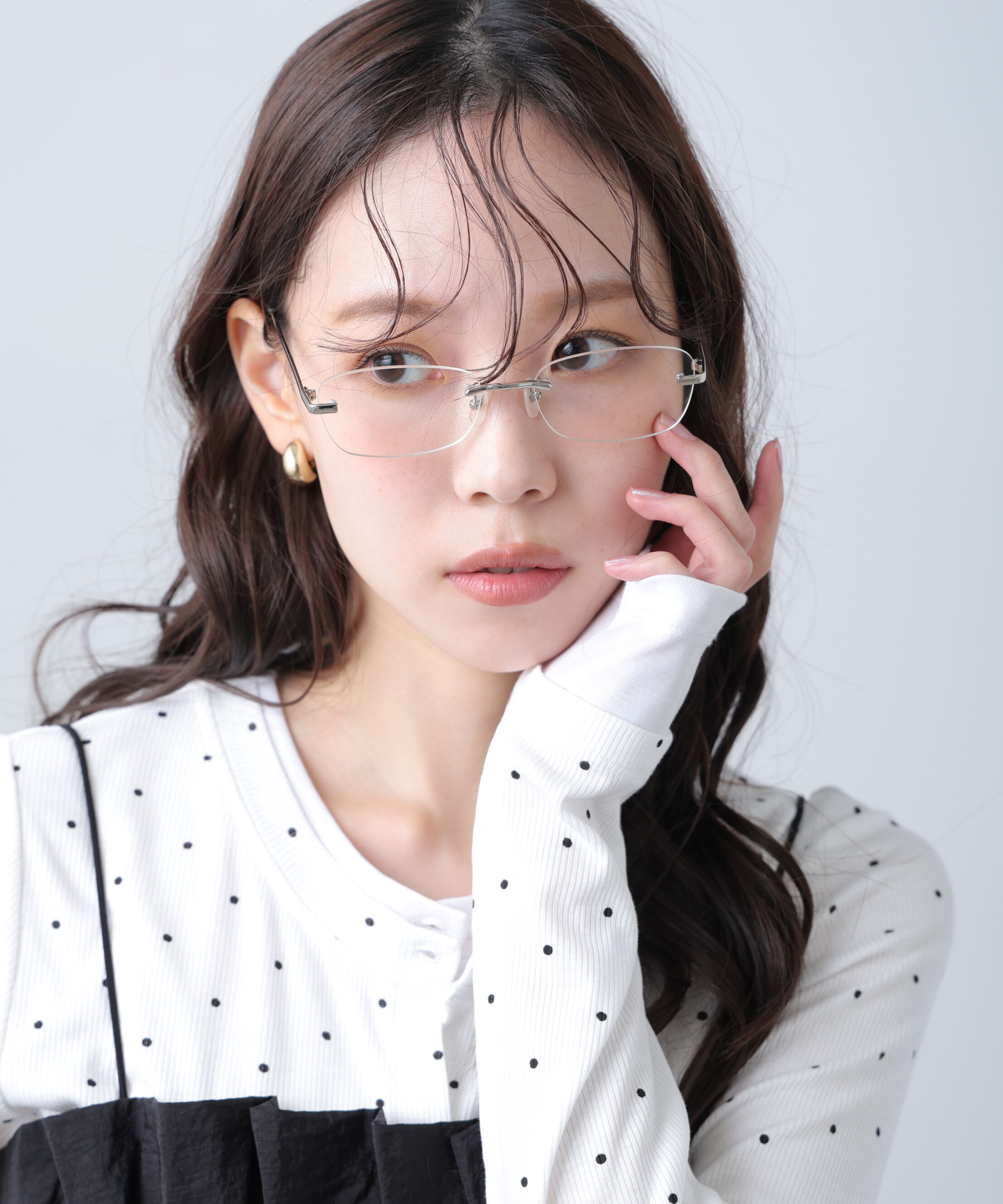  「リムレスサングラス＆メガネ」|ハンカチ|ホワイトメガ