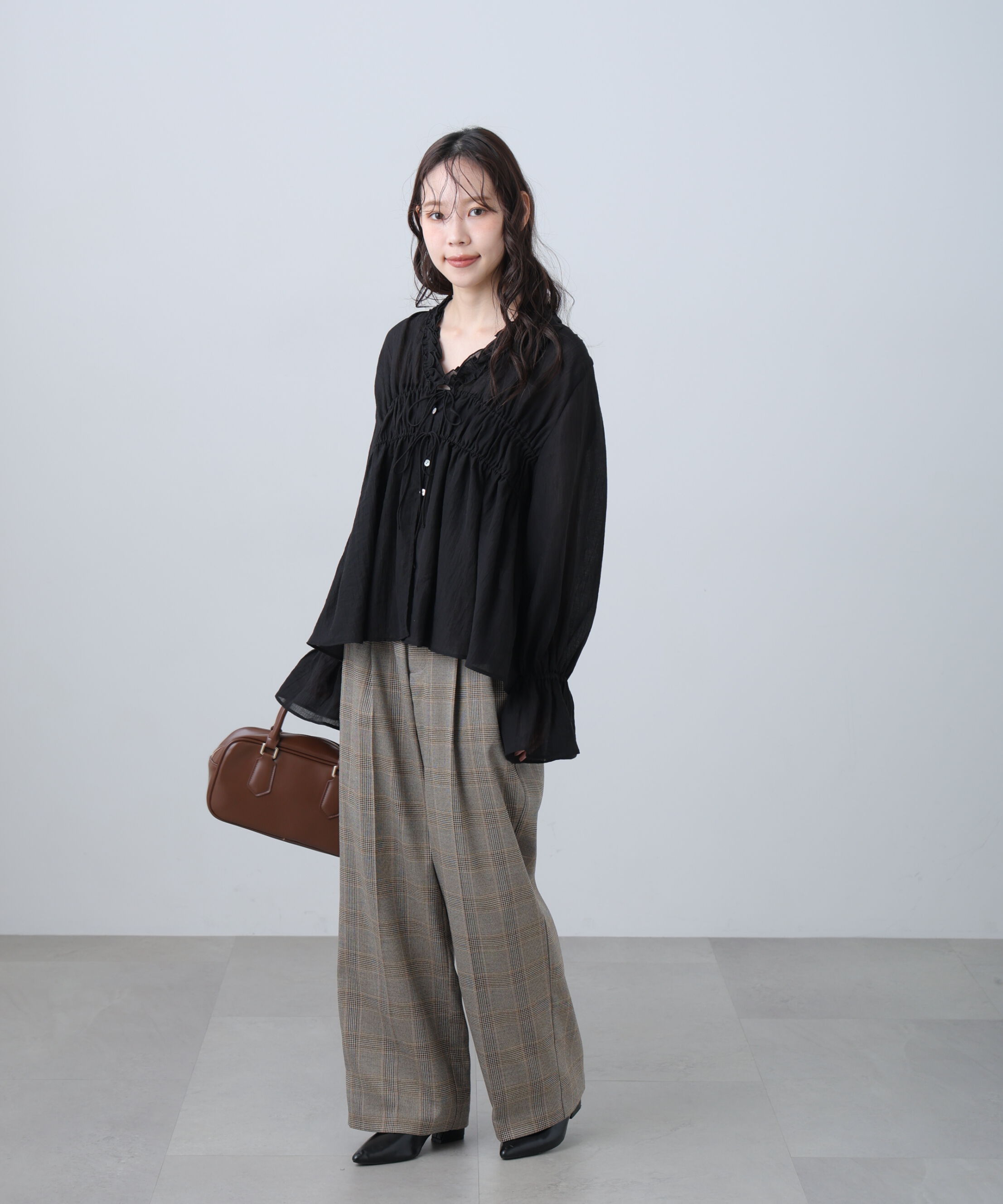  「麻調合繊タックワイドパンツ」|その他|