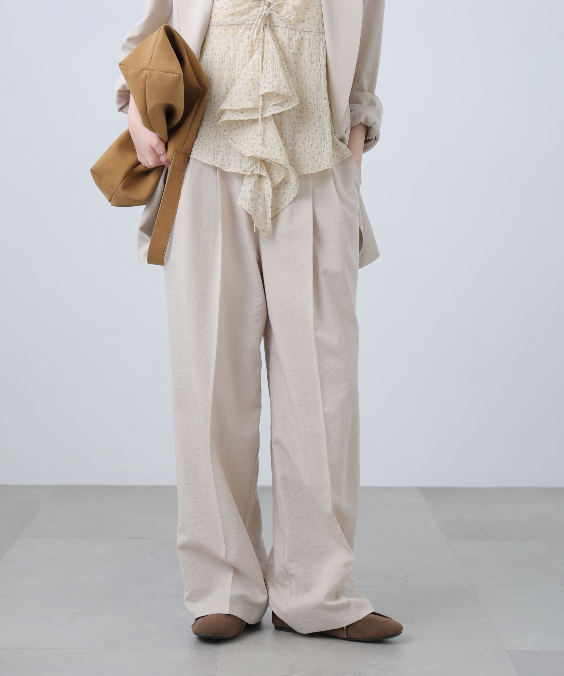  「麻調合繊タックワイドパンツ」|その他|