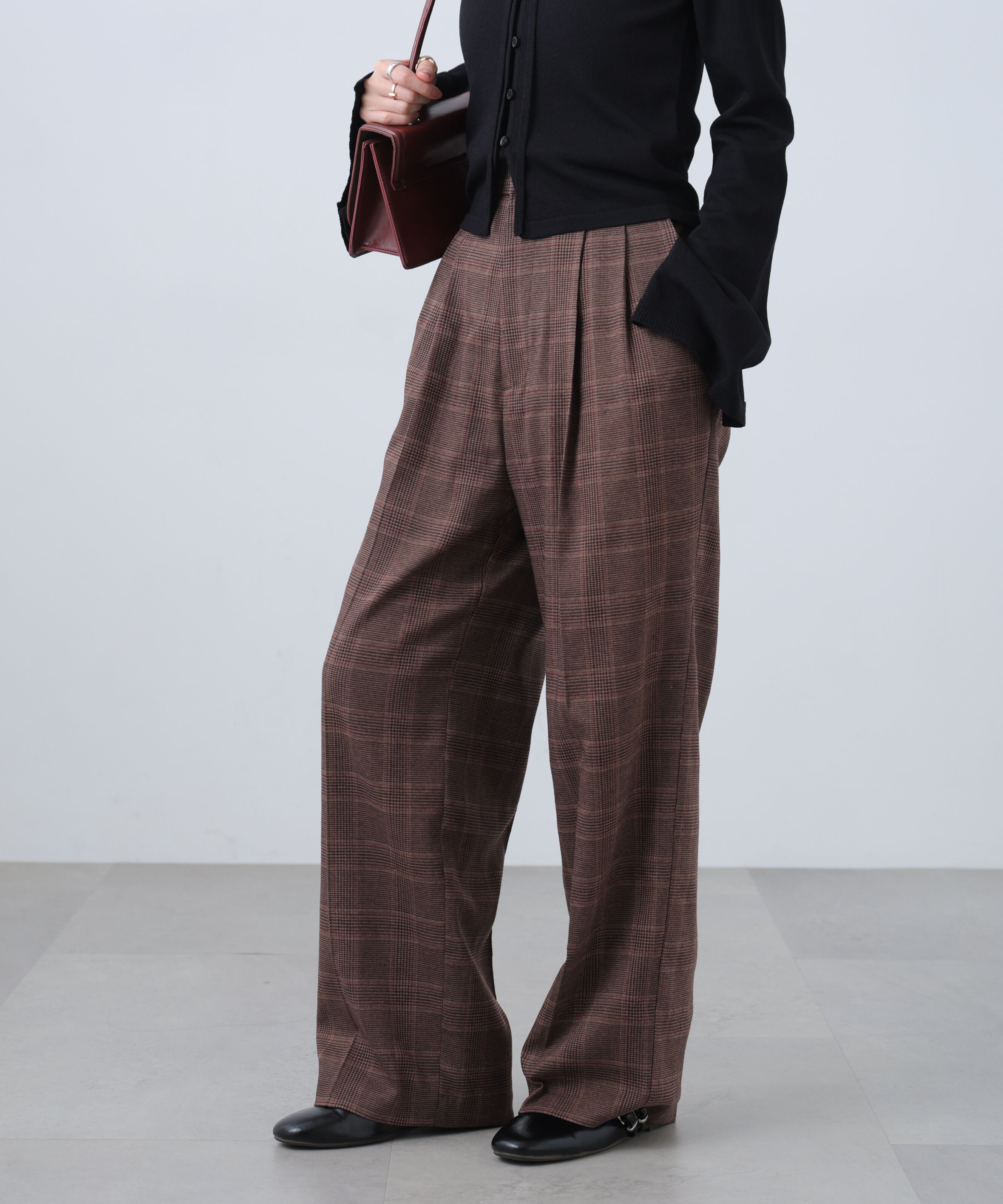  「麻調合繊タックワイドパンツ」|その他|