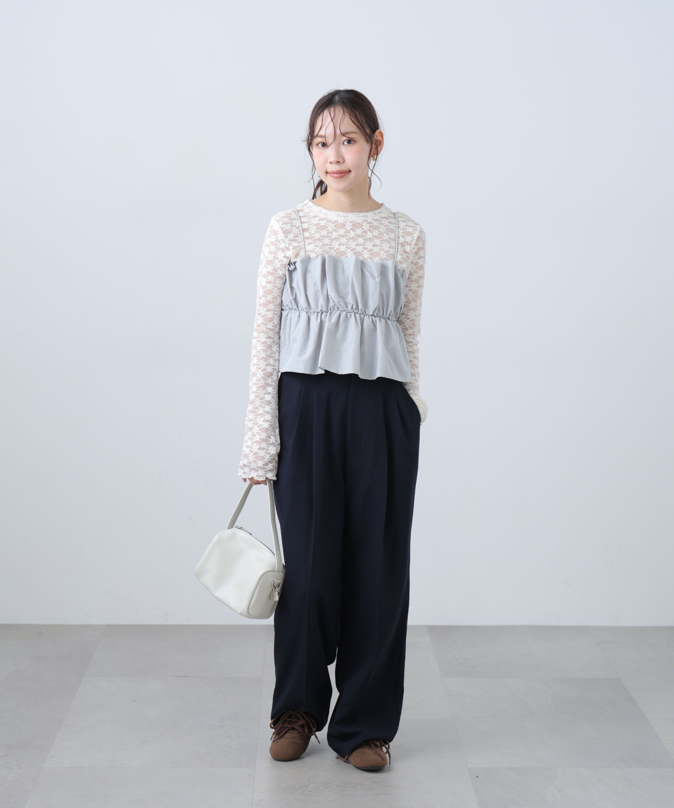  「麻調合繊タックワイドパンツ」|その他|