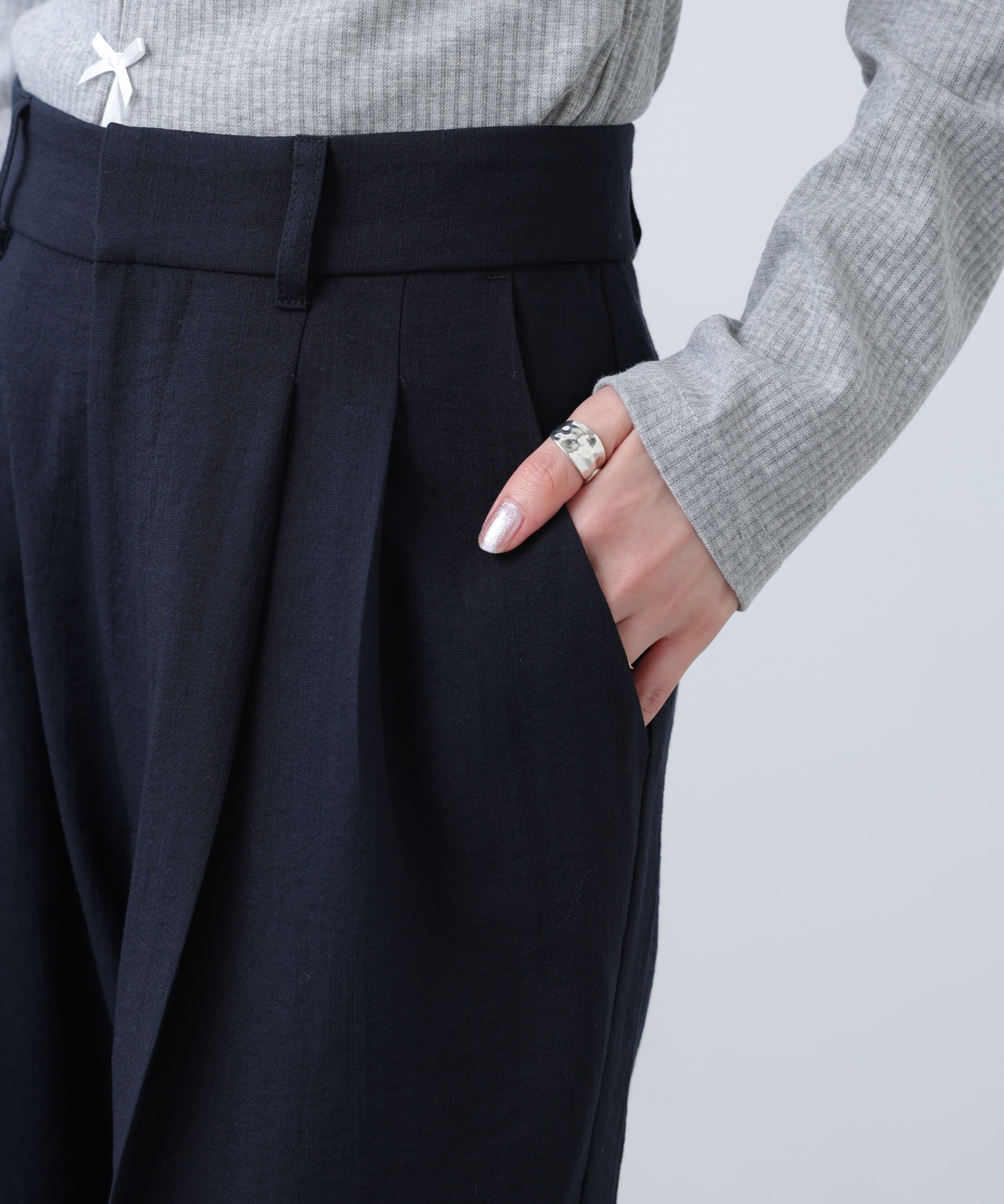  「麻調合繊タックワイドパンツ」|その他|