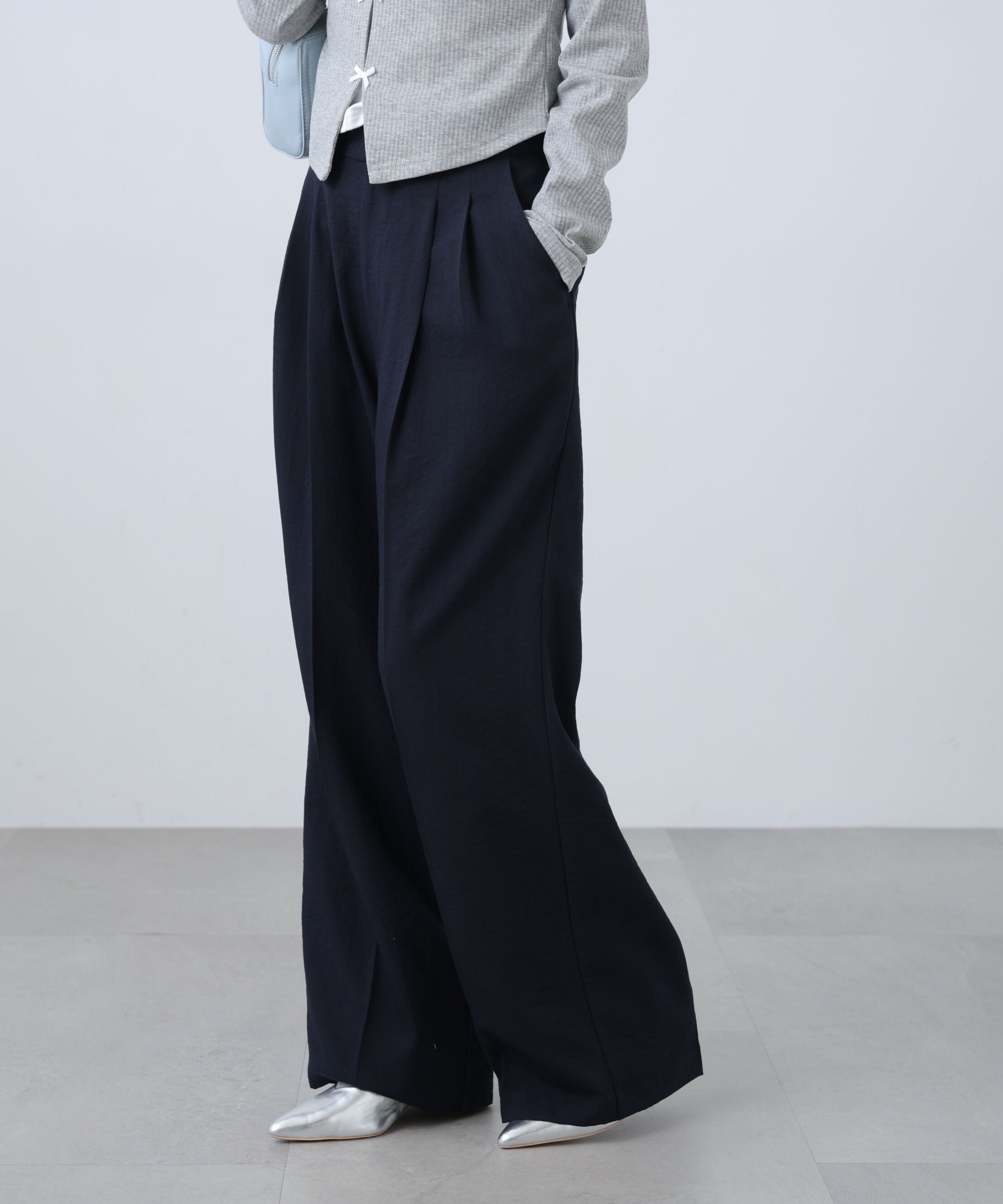  「麻調合繊タックワイドパンツ」|その他|