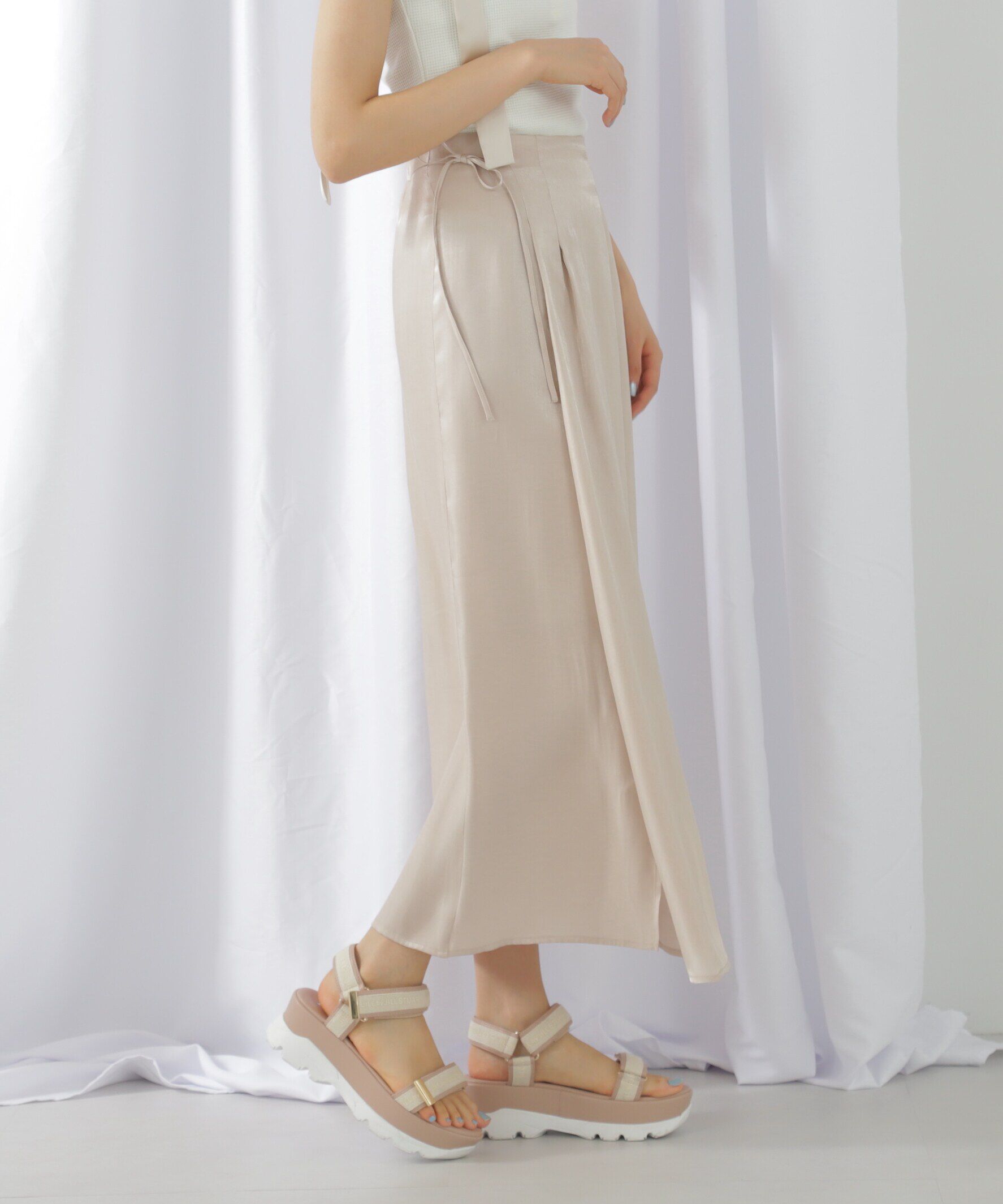  「シャンブレーサテンラップスカート」|スカート|