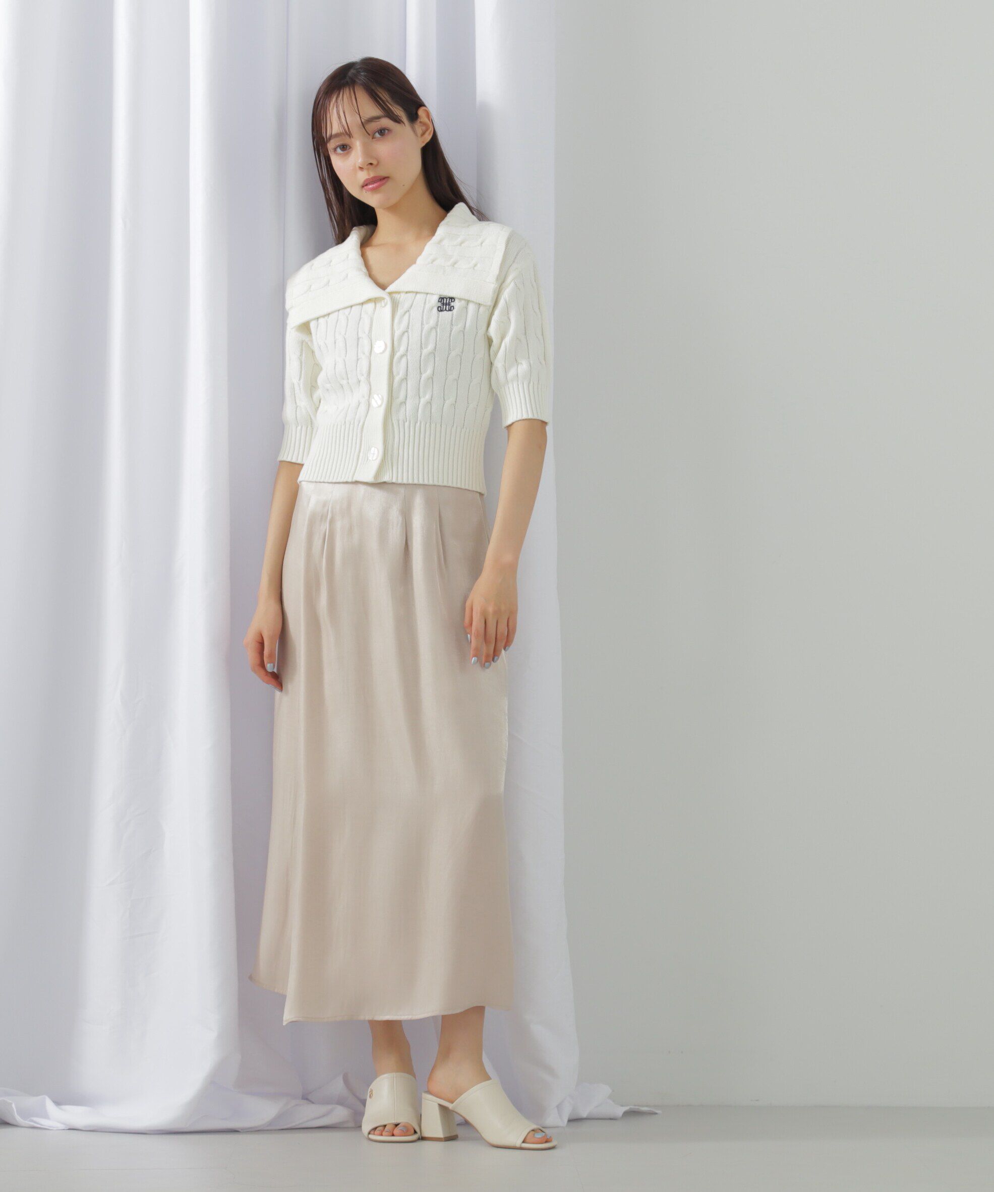  「シャンブレーサテンラップスカート」|スカート|