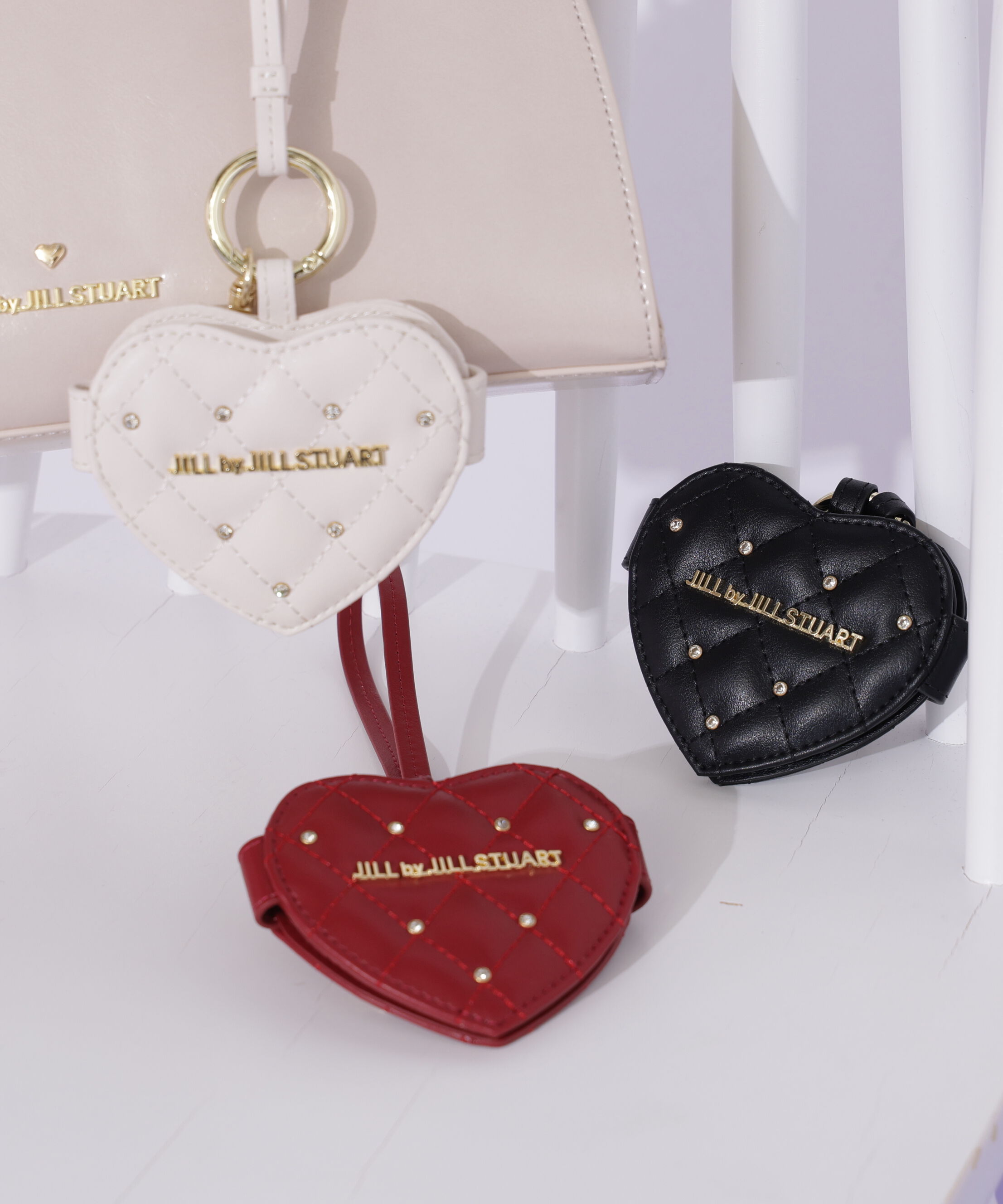  「キルティングビジューミラーチャーム」|その他|ホワイト