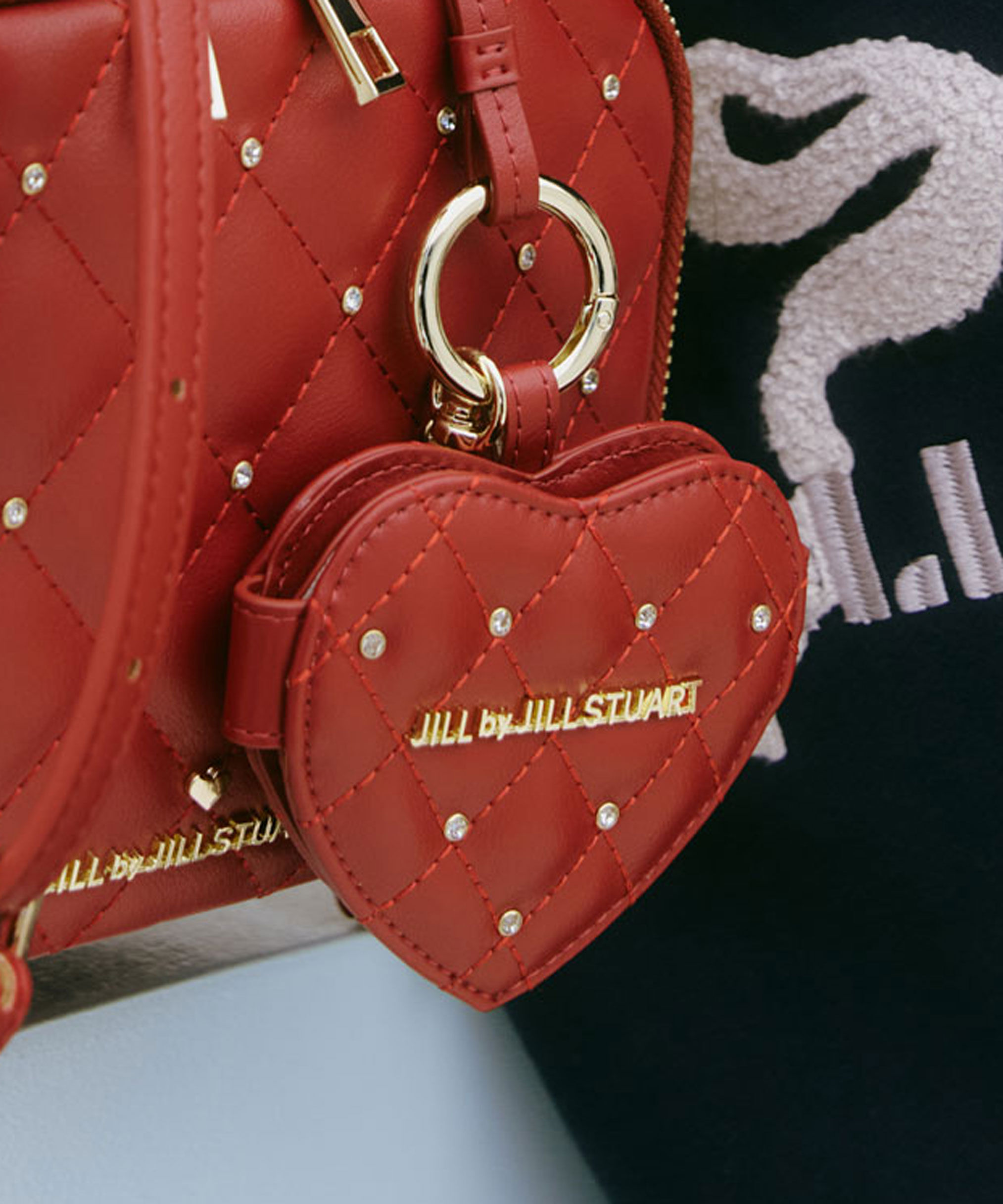  「キルティングビジューミラーチャーム」|その他|レッド