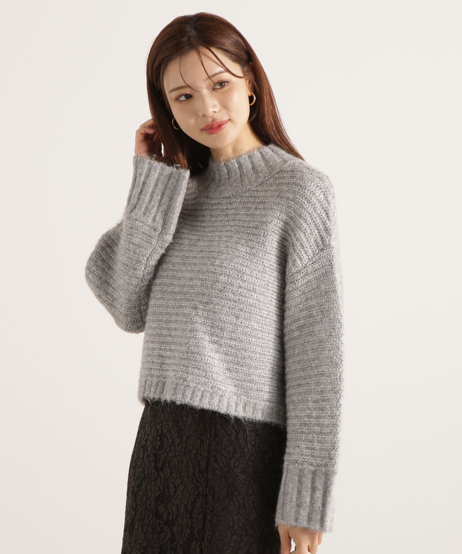 PROPORTION BODY DRESSING「ウールブレンドスタンドカラー畔ニット 25AW」|ニット・セーター|