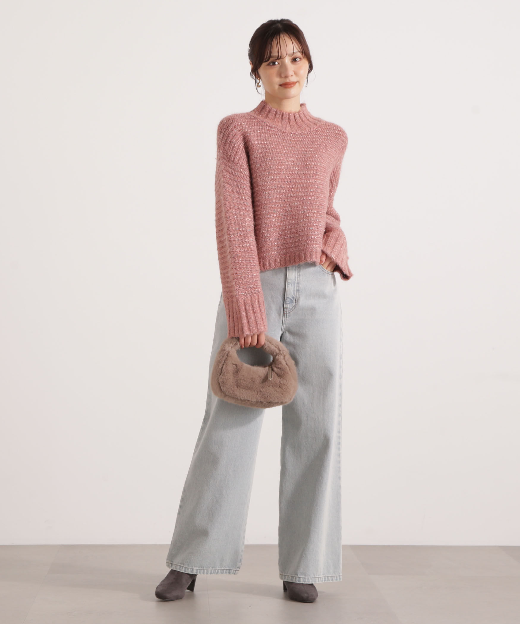 PROPORTION BODY DRESSING「ウールブレンドスタンドカラー畔ニット 25AW」|ニット・セーター|