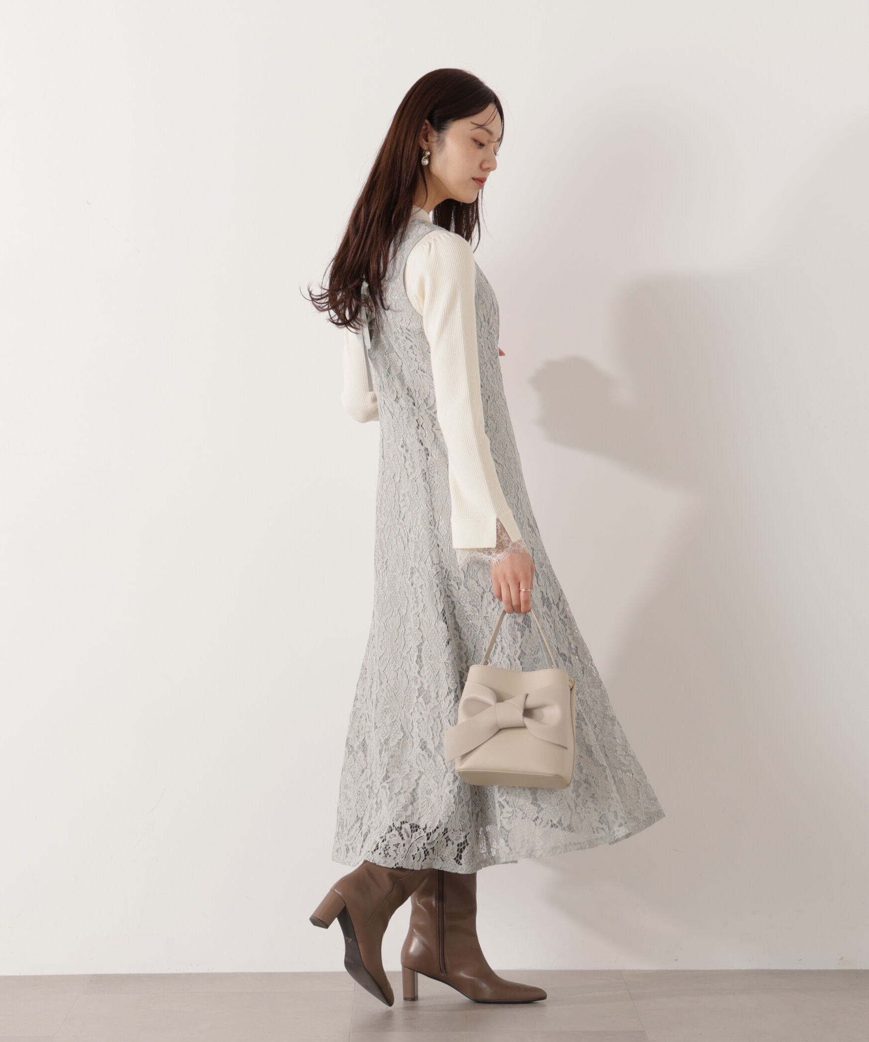 PROPORTION BODY DRESSING「Vネックレースジャンスカ 26SS」|ワンピース|