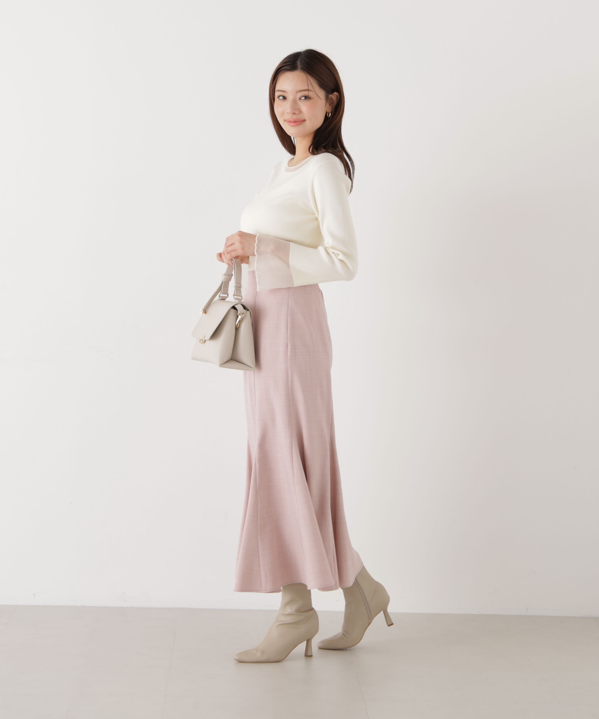 PROPORTION BODY DRESSING「部分シアーフレアスリーブニットトップス　26SS」|ニット・セーター|