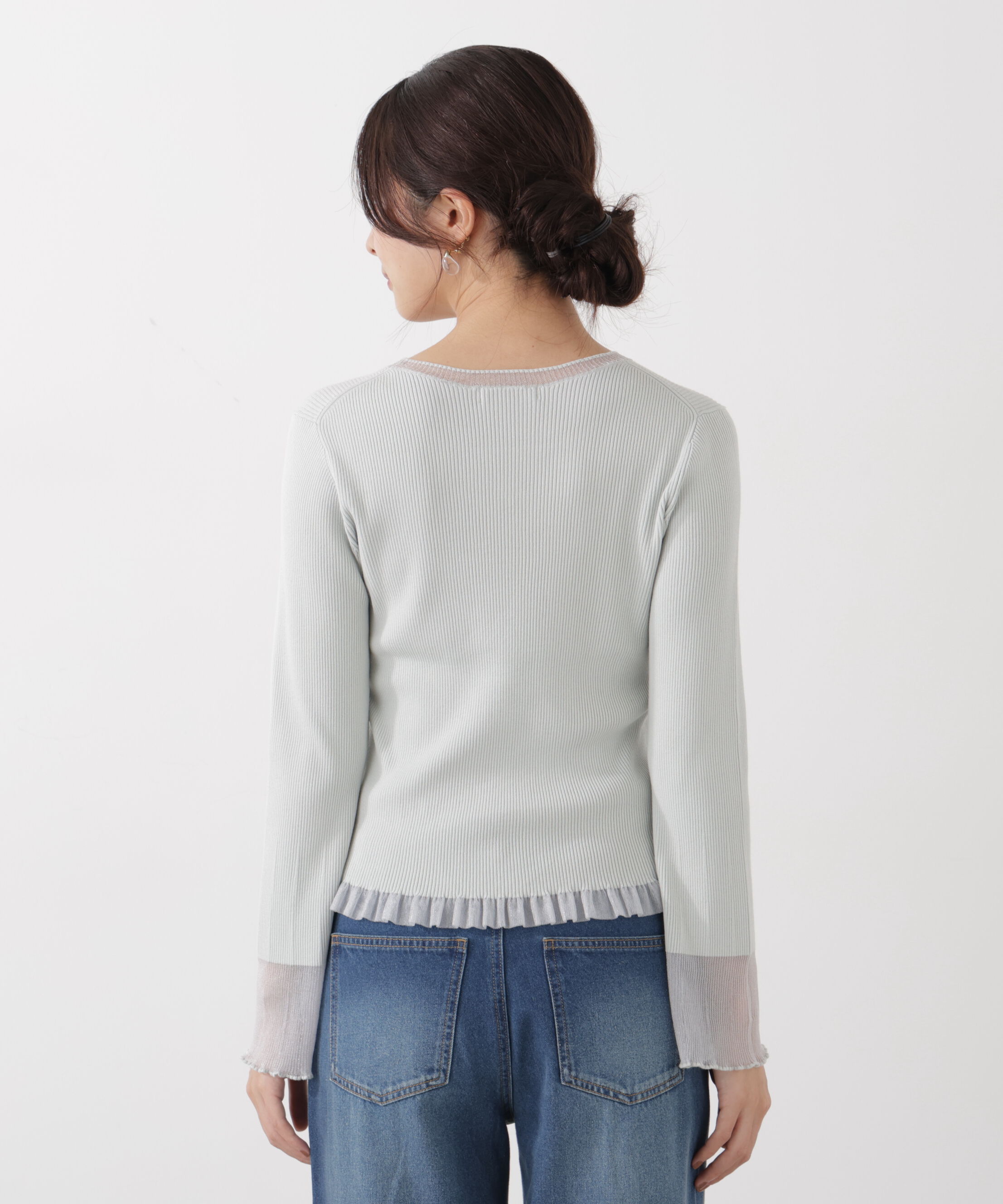 PROPORTION BODY DRESSING「部分シアーフレアスリーブニットトップス　26SS」|ニット・セーター|