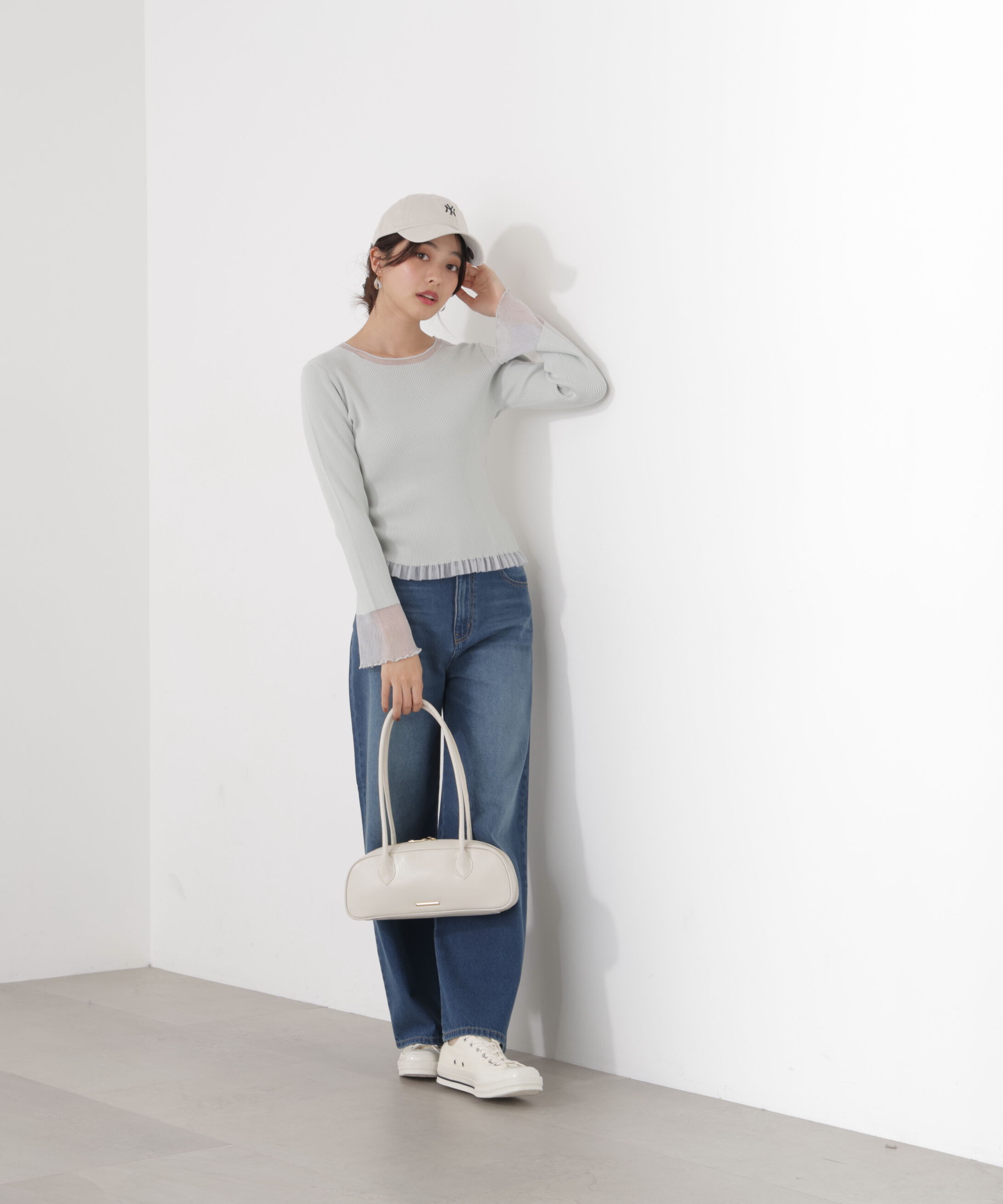 PROPORTION BODY DRESSING「部分シアーフレアスリーブニットトップス　26SS」|ニット・セーター|