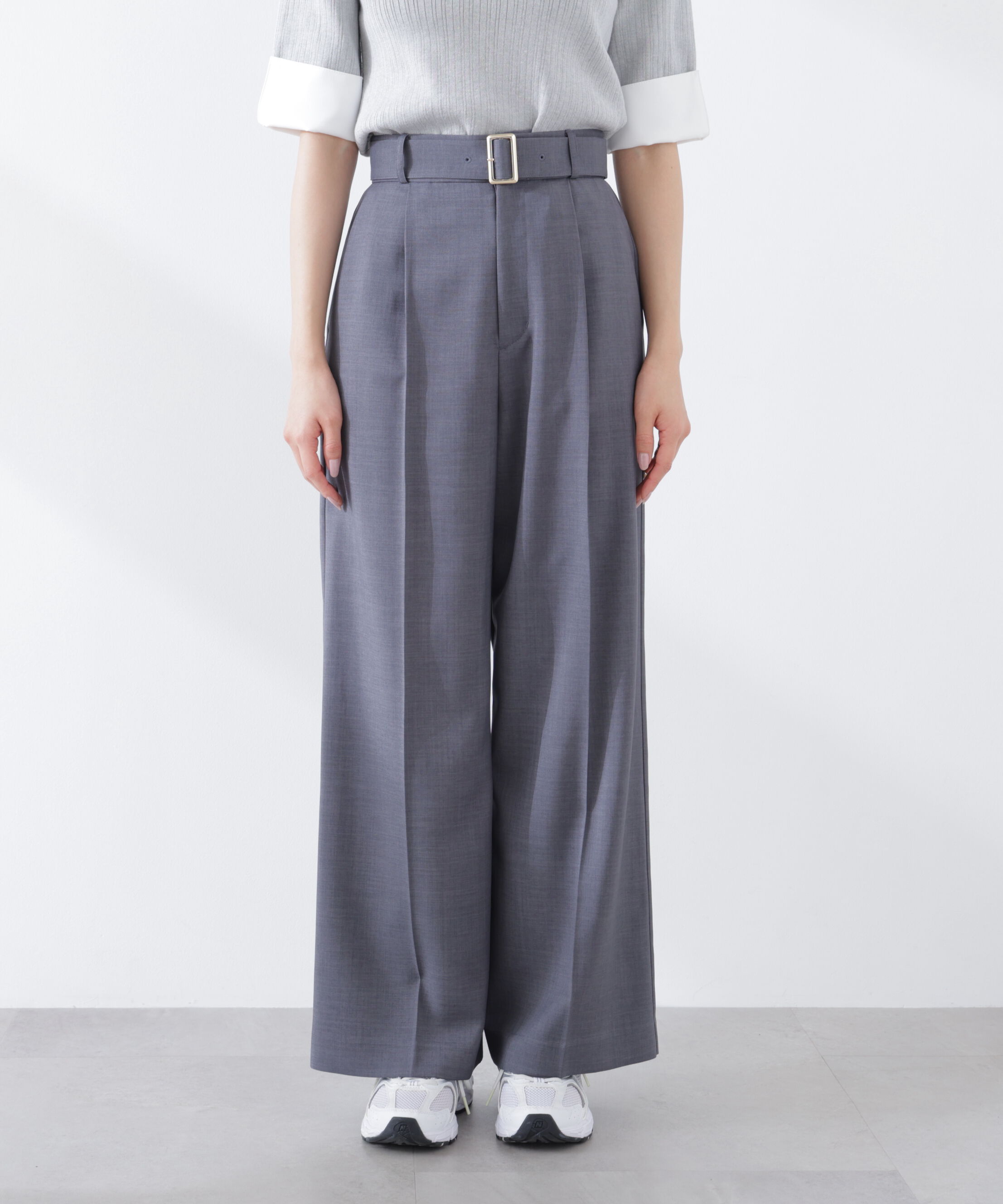 PROPORTION BODY DRESSING「＜ウォッシャブル＞ベルト付きタックワイドパンツ　26SS」|その他|