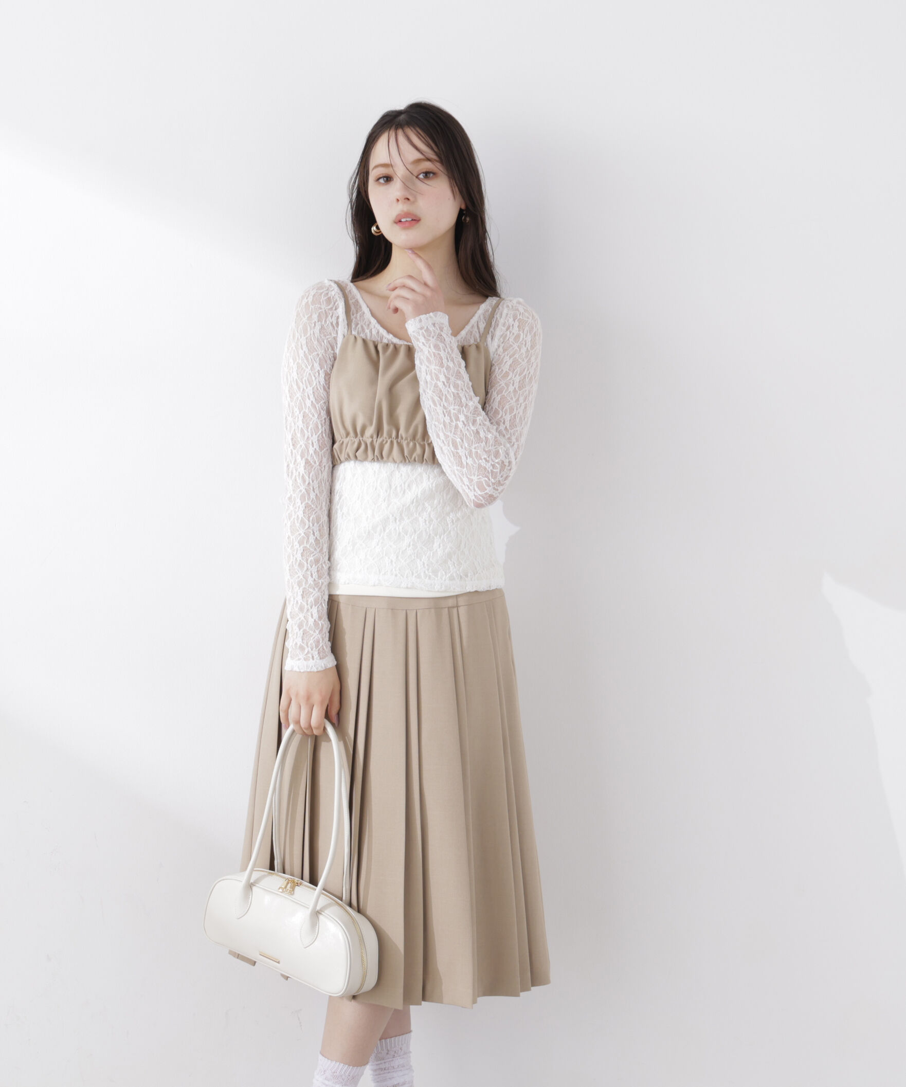 PROPORTION BODY DRESSING「ミディープリーツスカート　26SS」|スカート|ベージュ