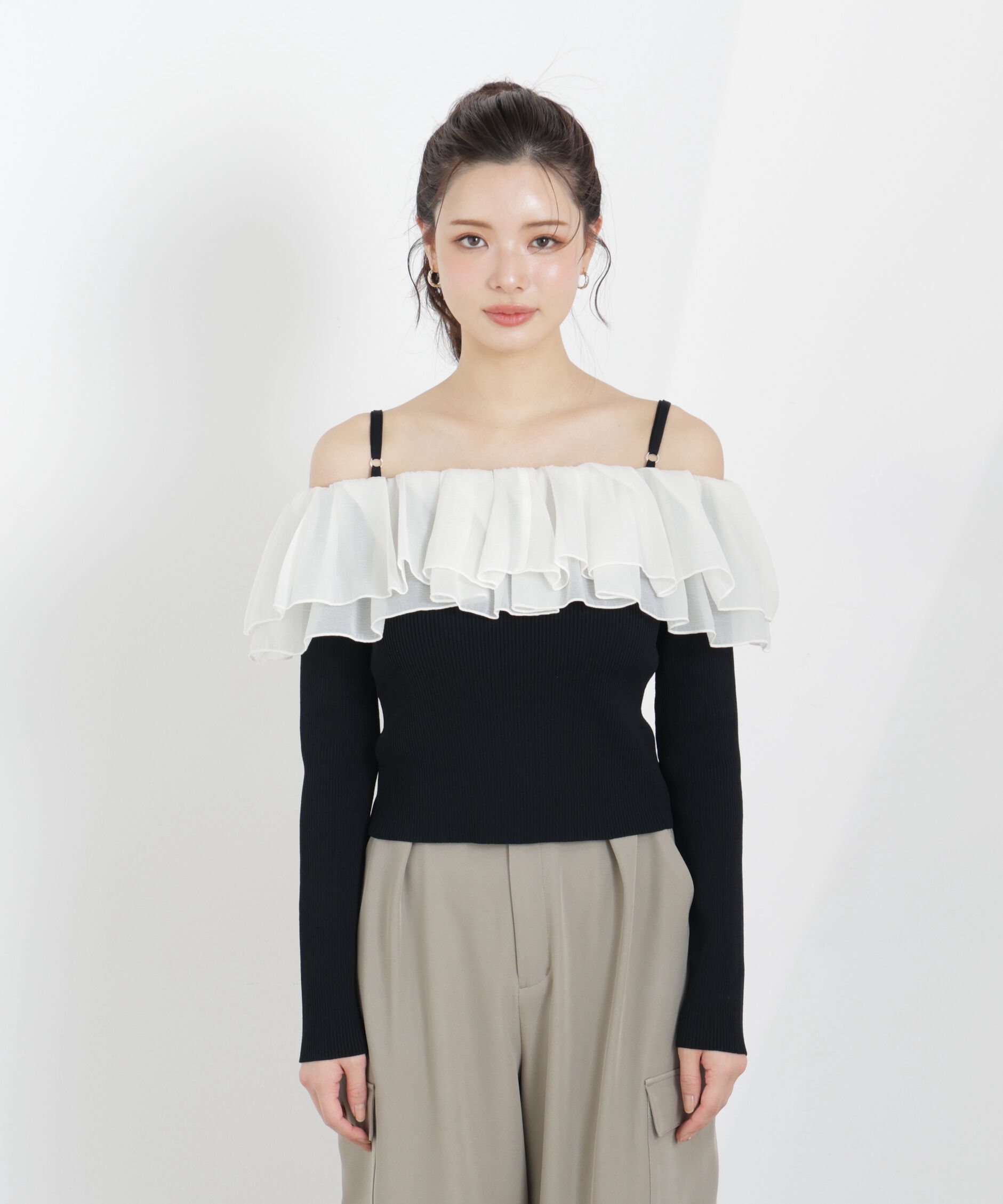 PROPORTION BODY DRESSING「〈a/mie〉フリルリブニット　26SS」|カーディガン|