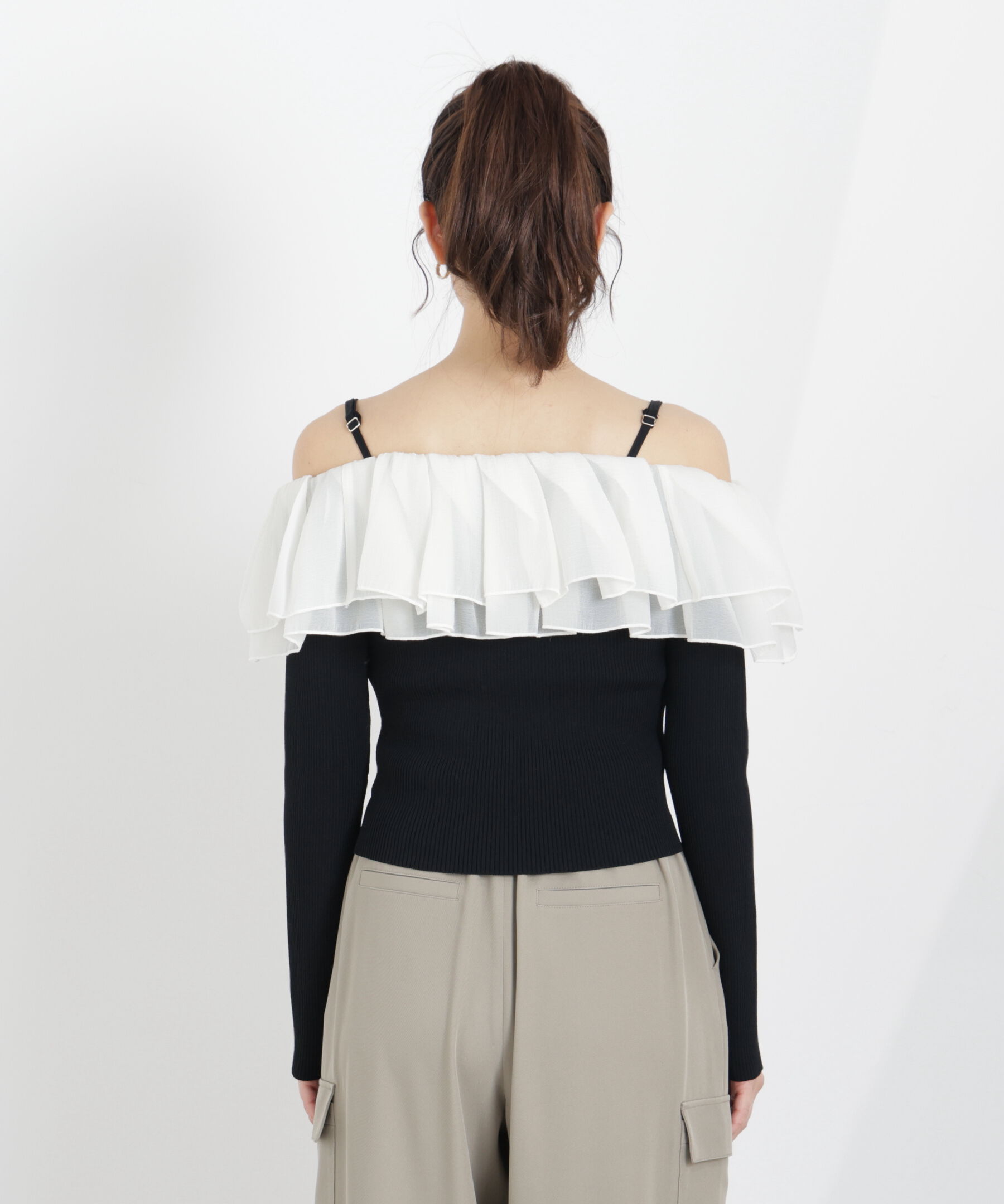 PROPORTION BODY DRESSING「〈a/mie〉フリルリブニット　26SS」|カーディガン|