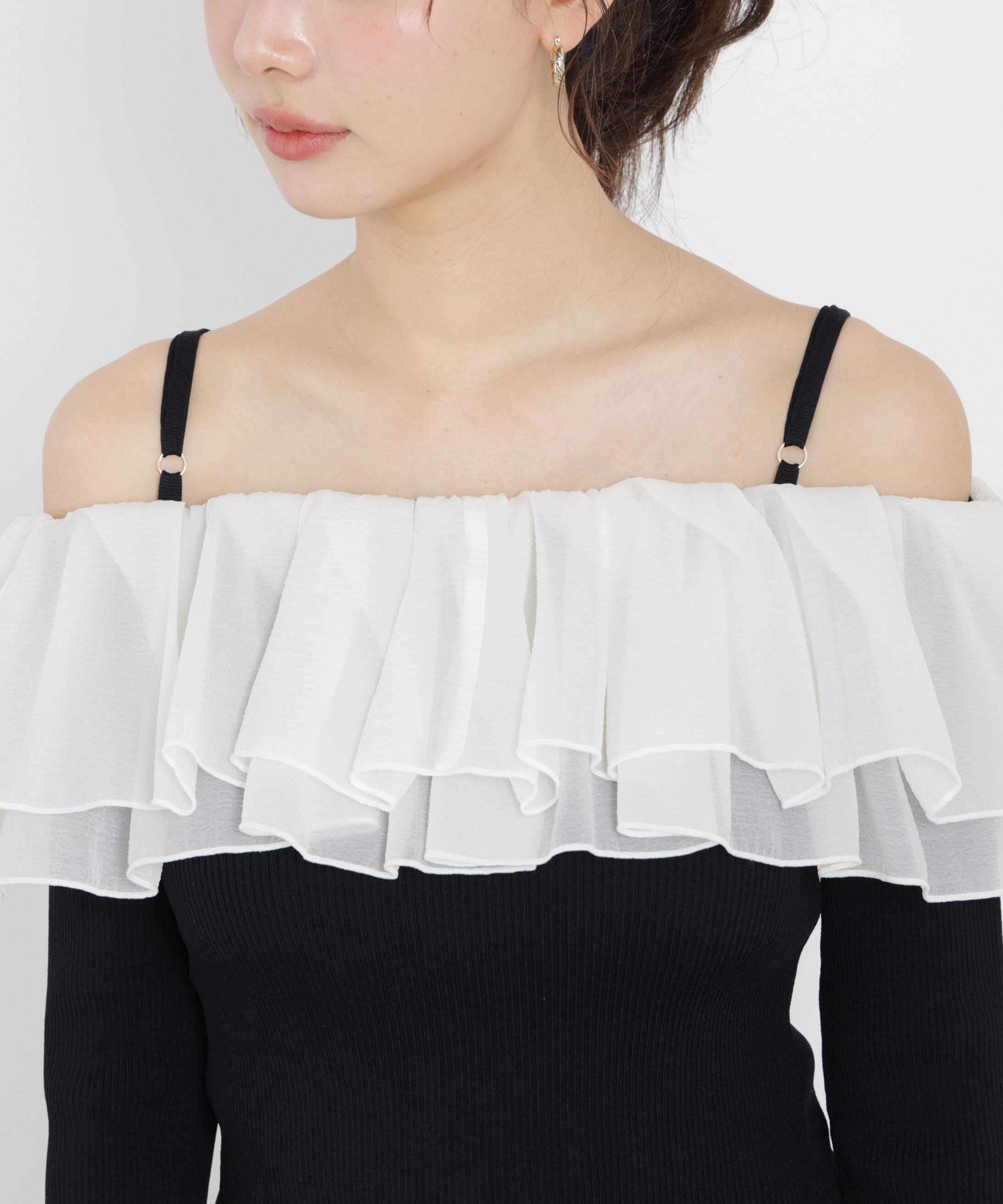 PROPORTION BODY DRESSING「〈a/mie〉フリルリブニット　26SS」|カーディガン|