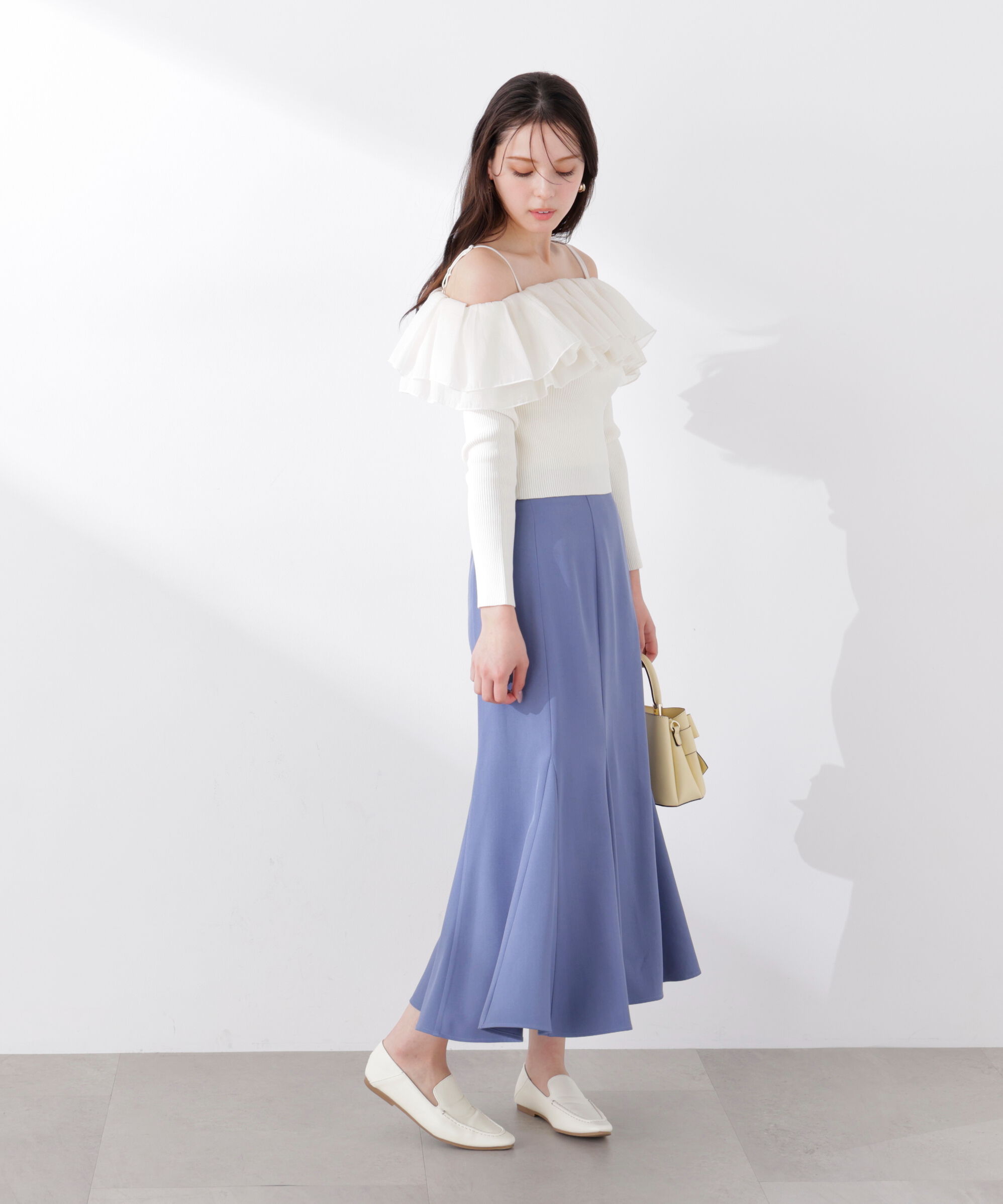 PROPORTION BODY DRESSING「〈a/mie〉フリルリブニット　26SS」|カーディガン|