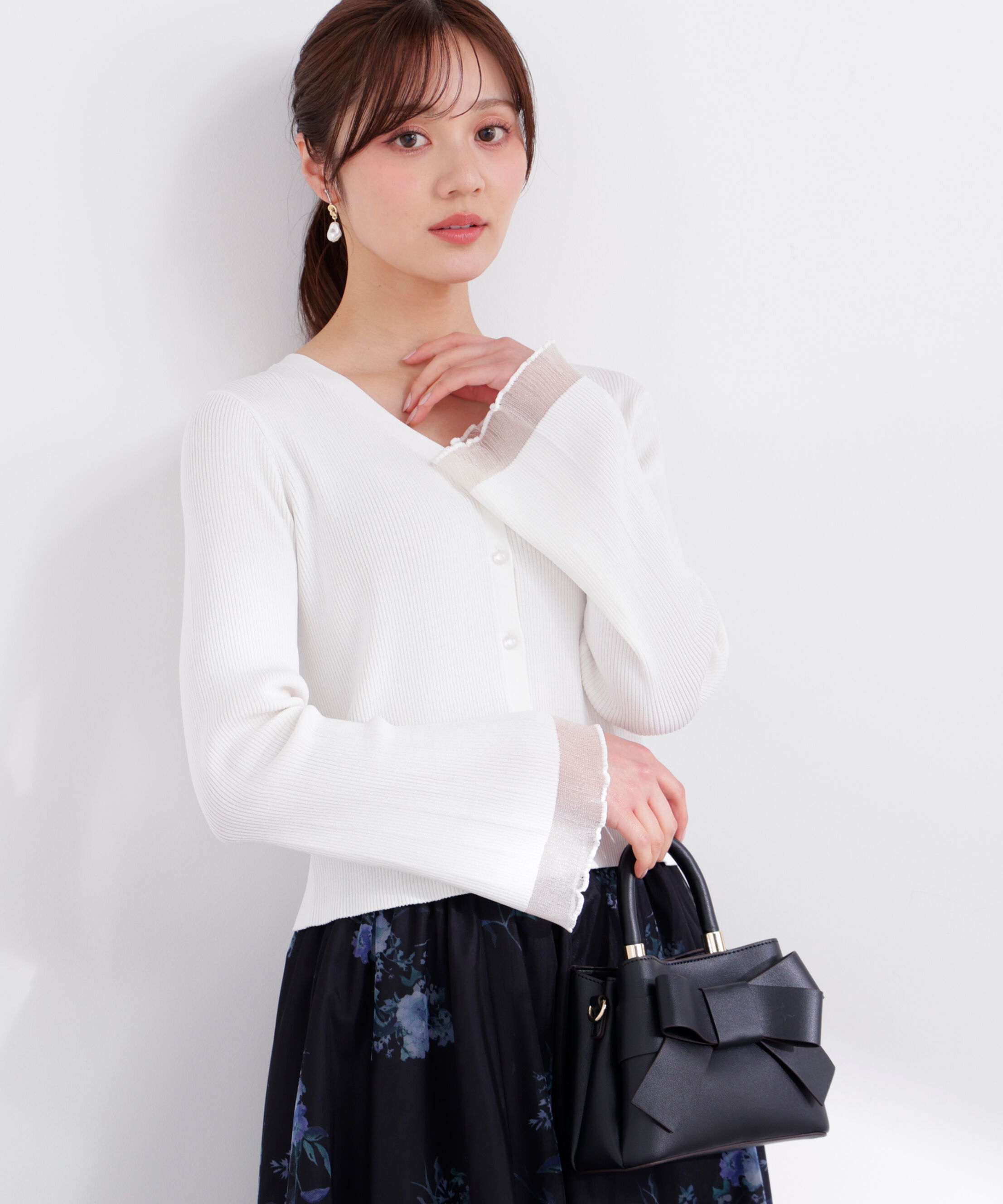 PROPORTION BODY DRESSING「部分シアーリブカーディガン 26SS」|カーディガン|