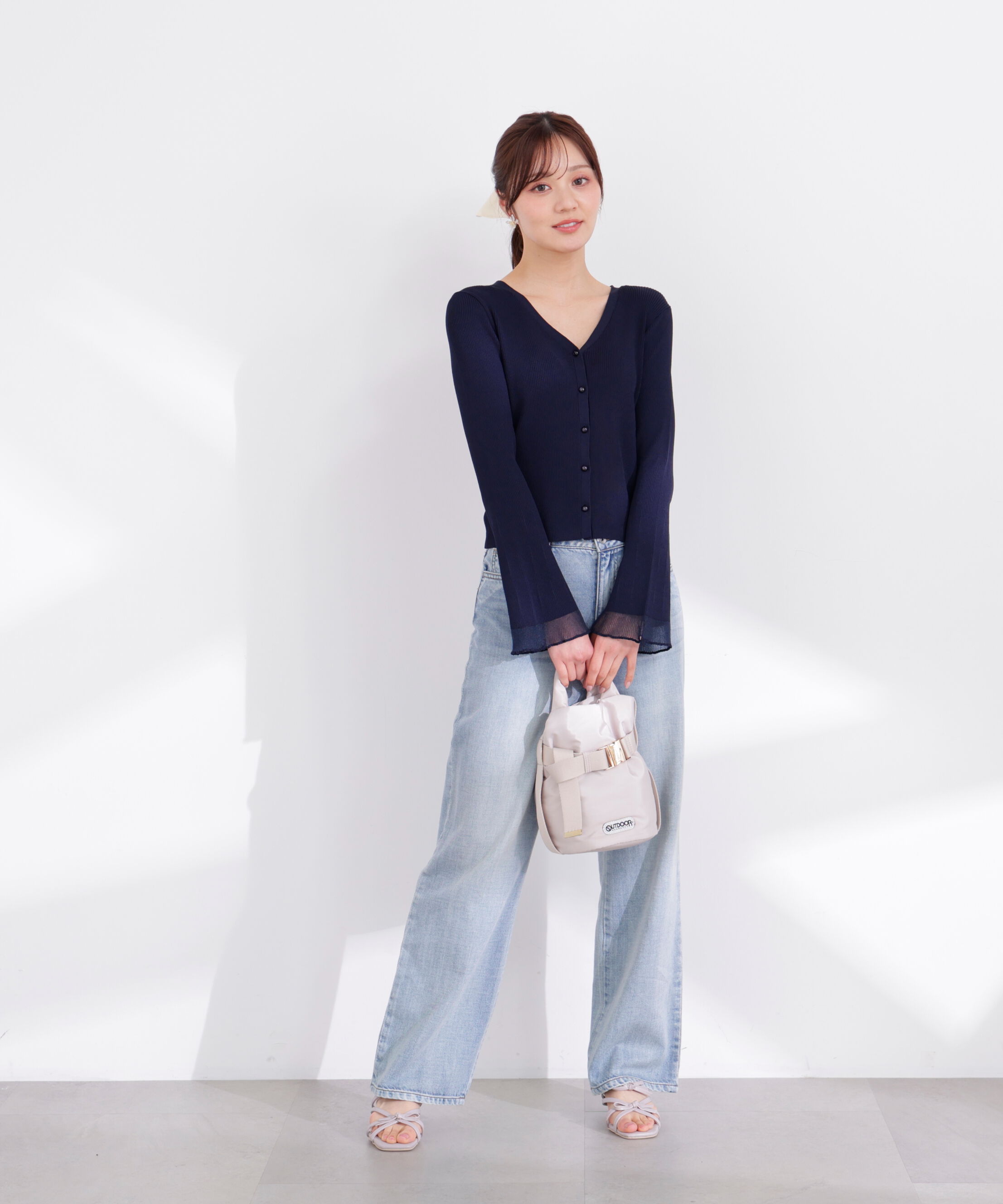 PROPORTION BODY DRESSING「部分シアーリブカーディガン 26SS」|カーディガン|