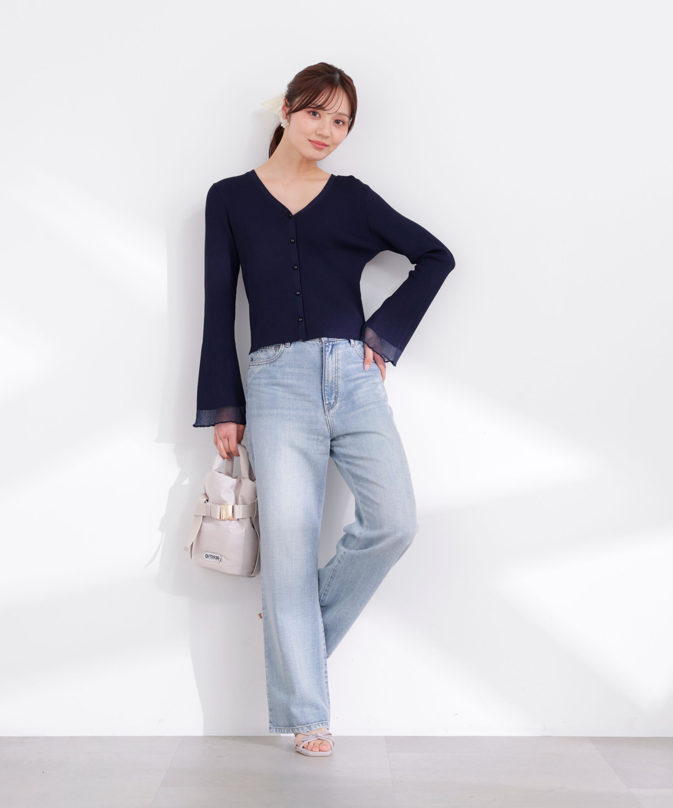 PROPORTION BODY DRESSING「部分シアーリブカーディガン 26SS」|カーディガン|