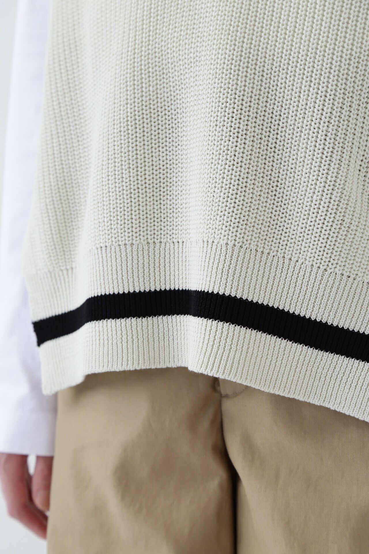  「◆ライン入りコットン片畦ニットベスト」|ニット・セーター|