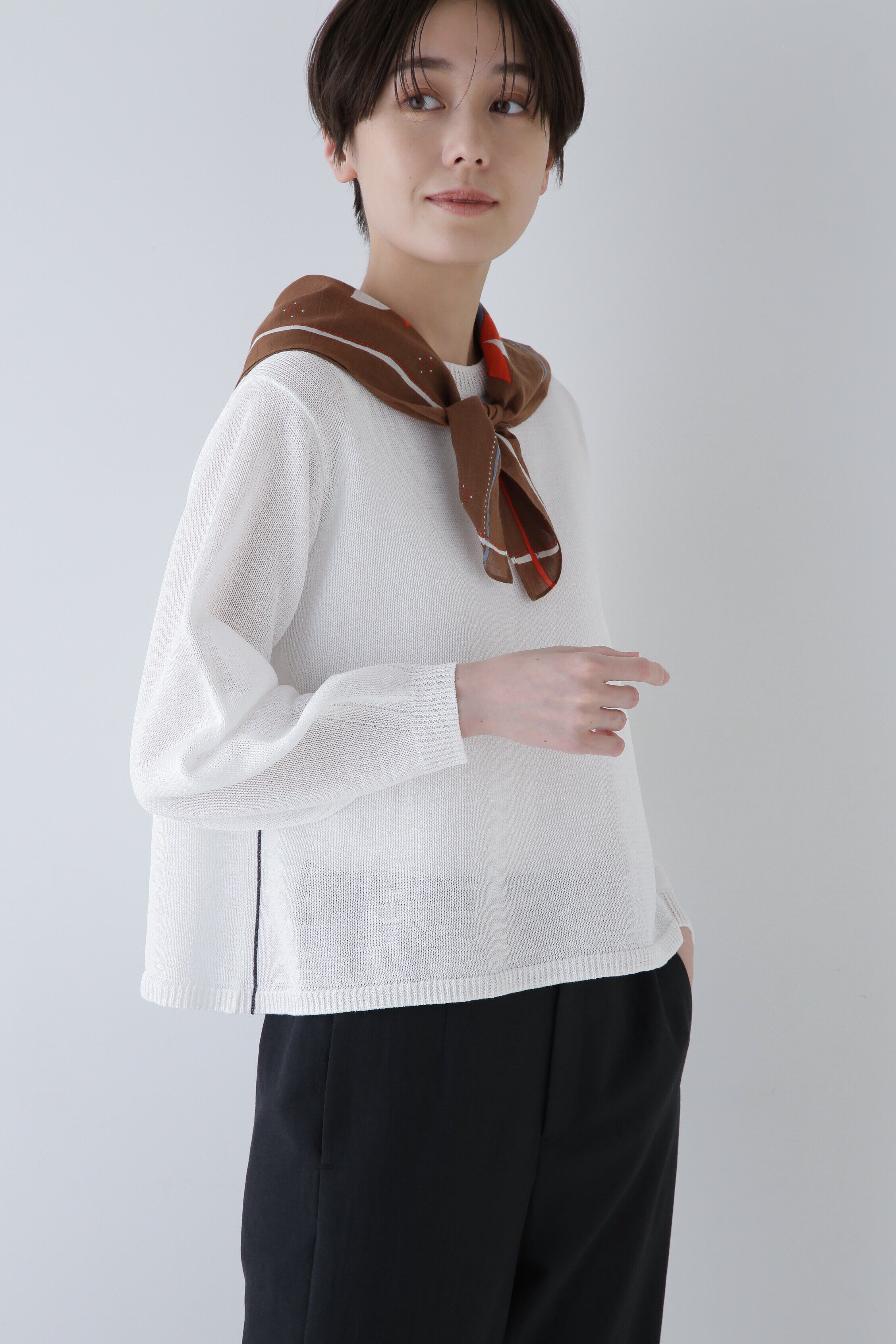  「◆ミドルゲージギマプルオーバー」|ニット・セーター|ホワイト