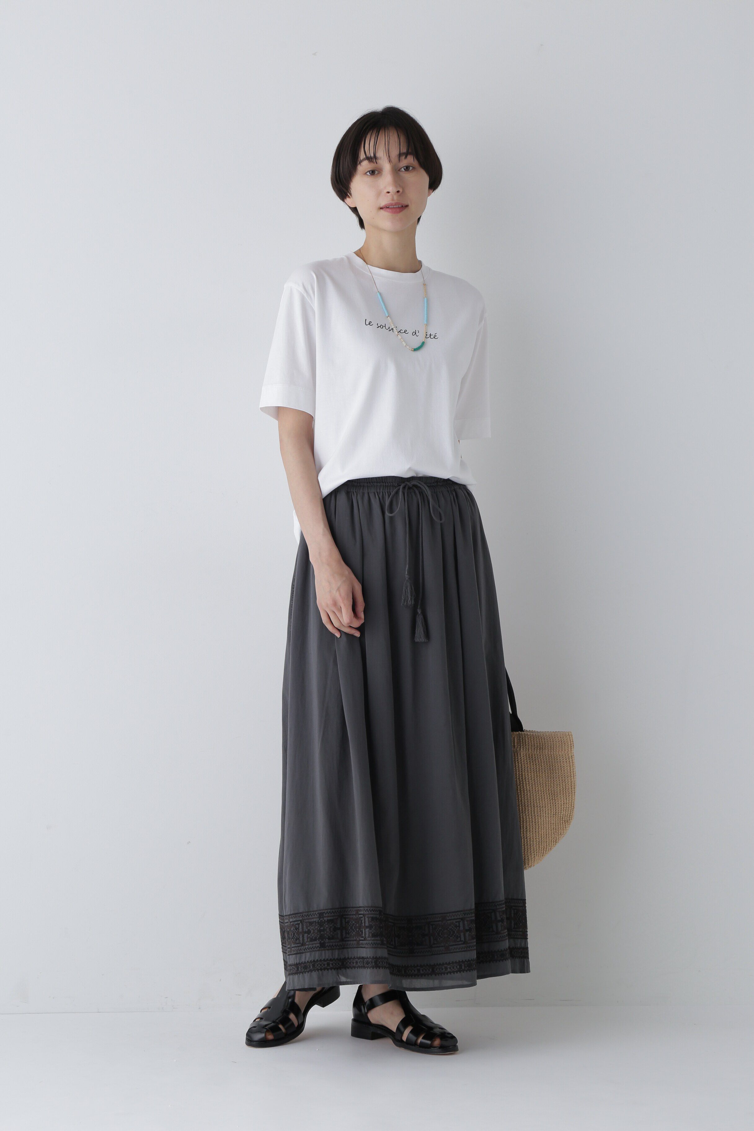  「◆インド刺繍コットンボイルスカート」|スカート|