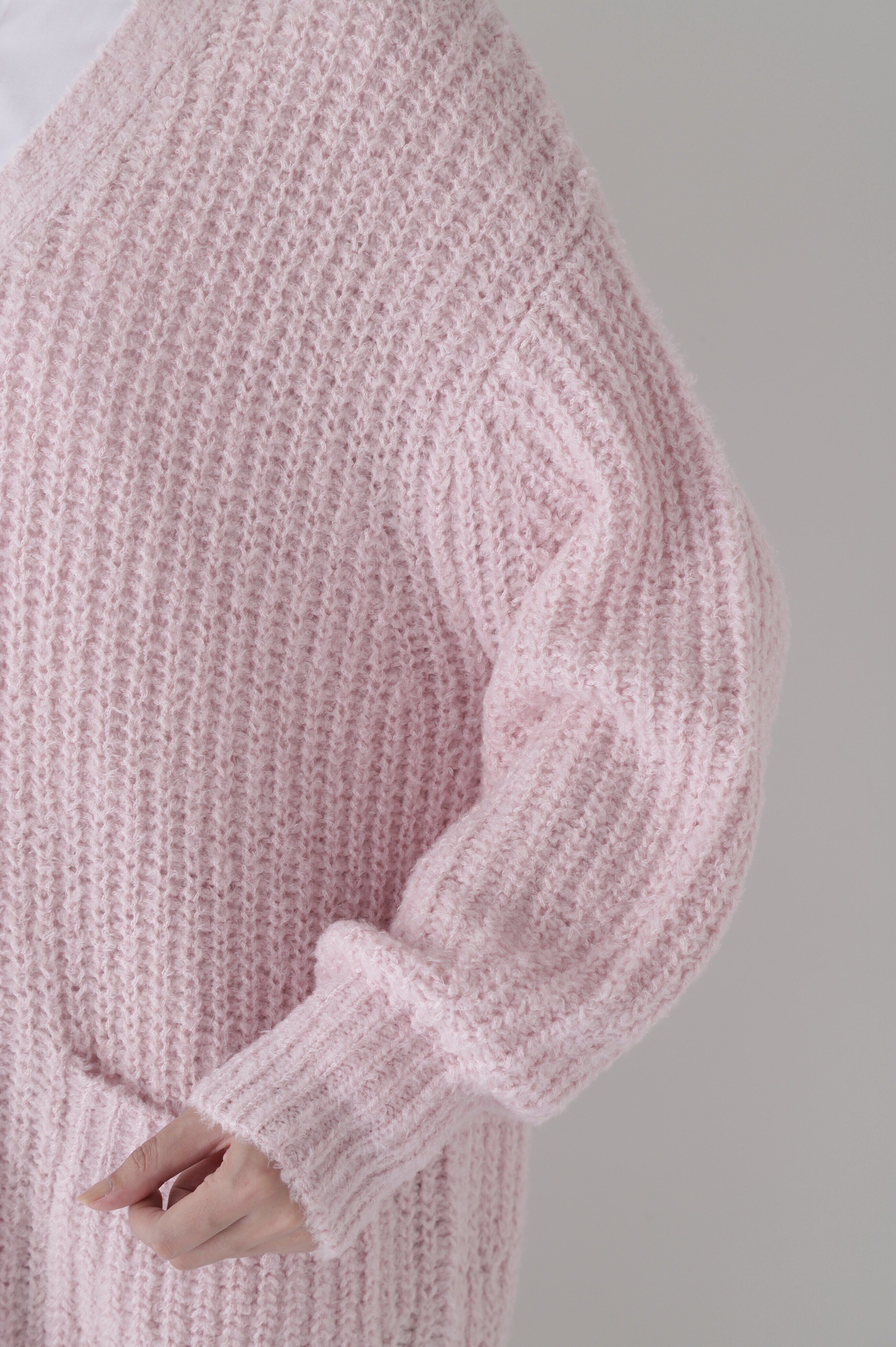  「ブークレ片畦2WAYはおりロングVer」|ニット・セーター|