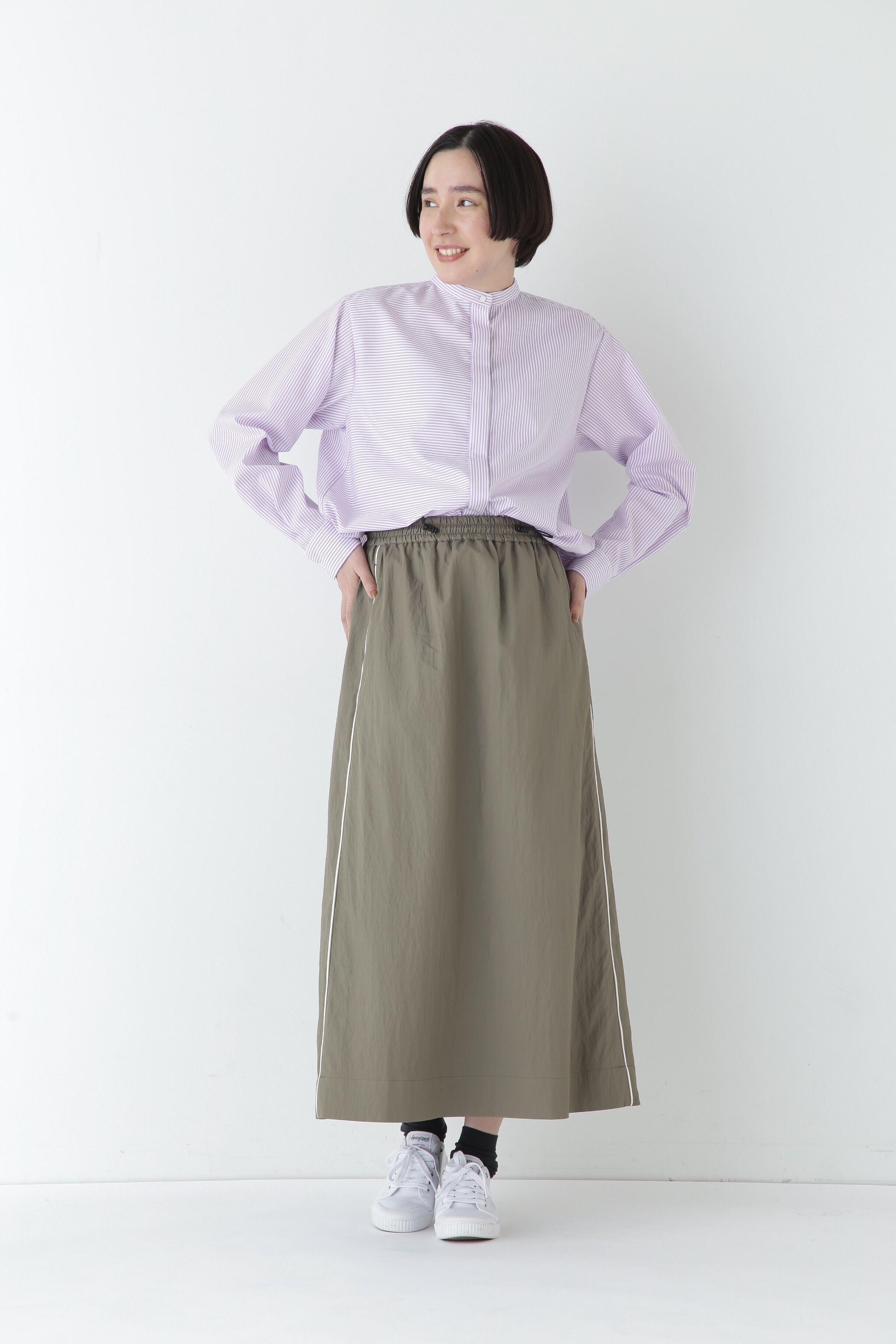  「◆コットンロンストバンドカラーブラウス」|シャツ・ブラウス|