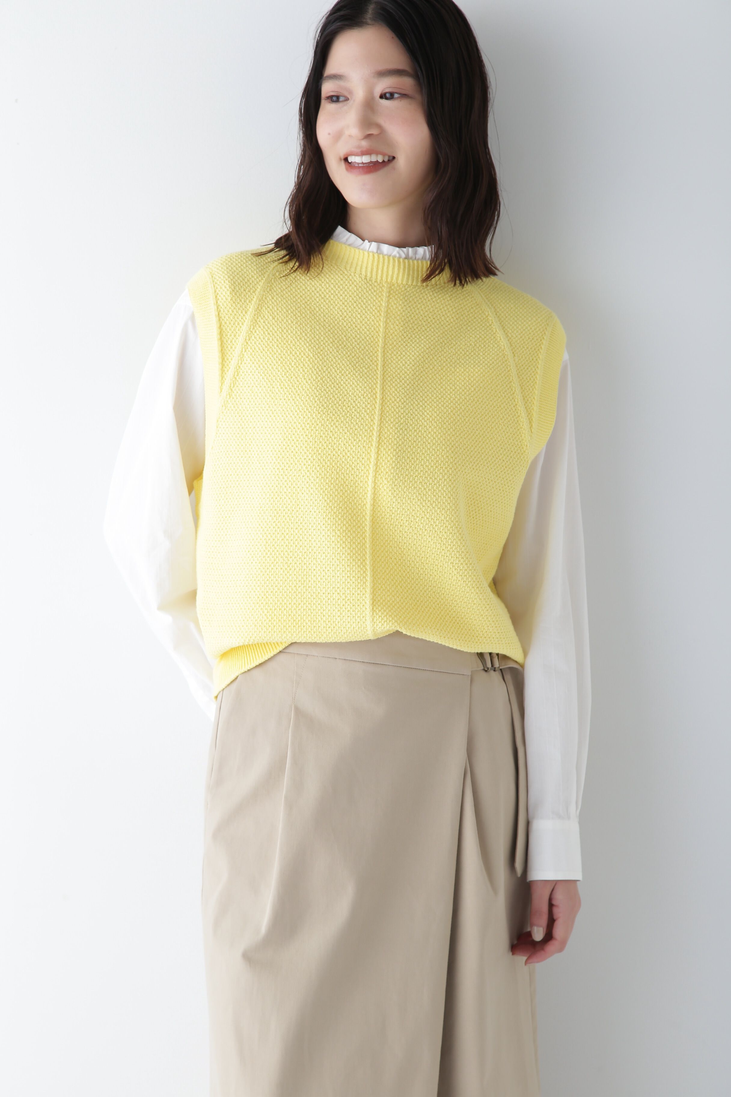  「◆【ウォッシャブル】コットンポリエステルリンクスベスト」|ニット・セーター|イエロー