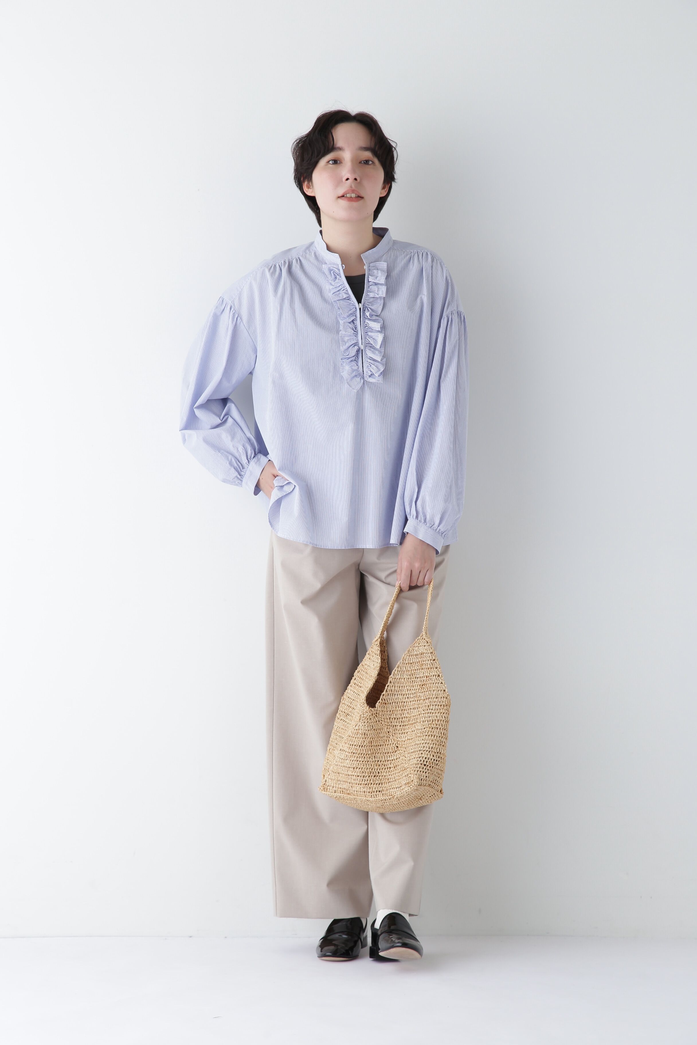  「◆Ｐレーヨン麻ポプリンマーベルトセミワイドパンツ」|その他|