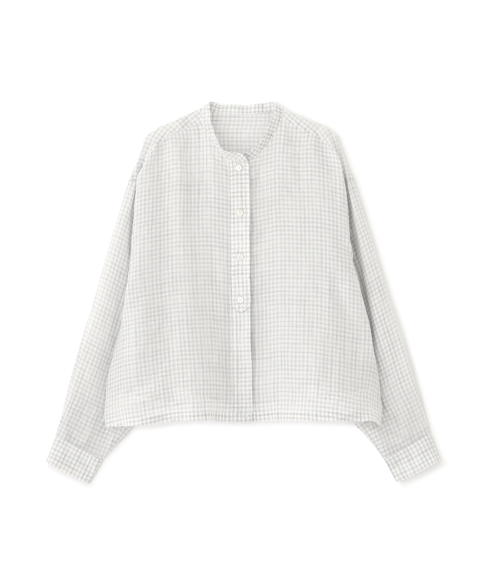  「◆ラミーバンドカラーギンガムシャツブラウス」|シャツ・ブラウス|