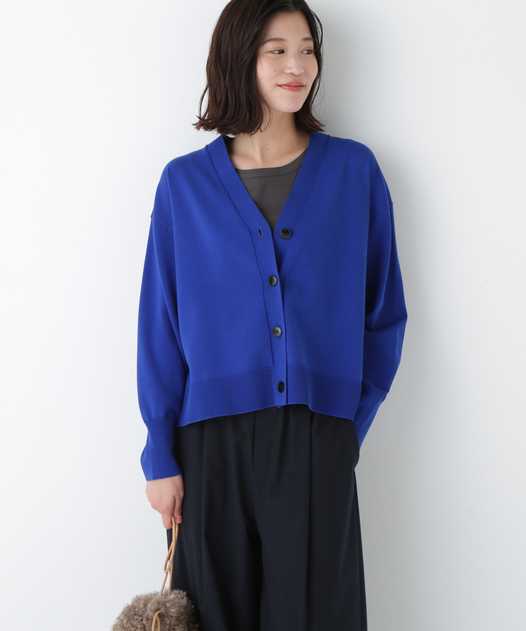  「◆オーガニックコットン混プレーティングカーディガン」|ニット・セーター|ブルー