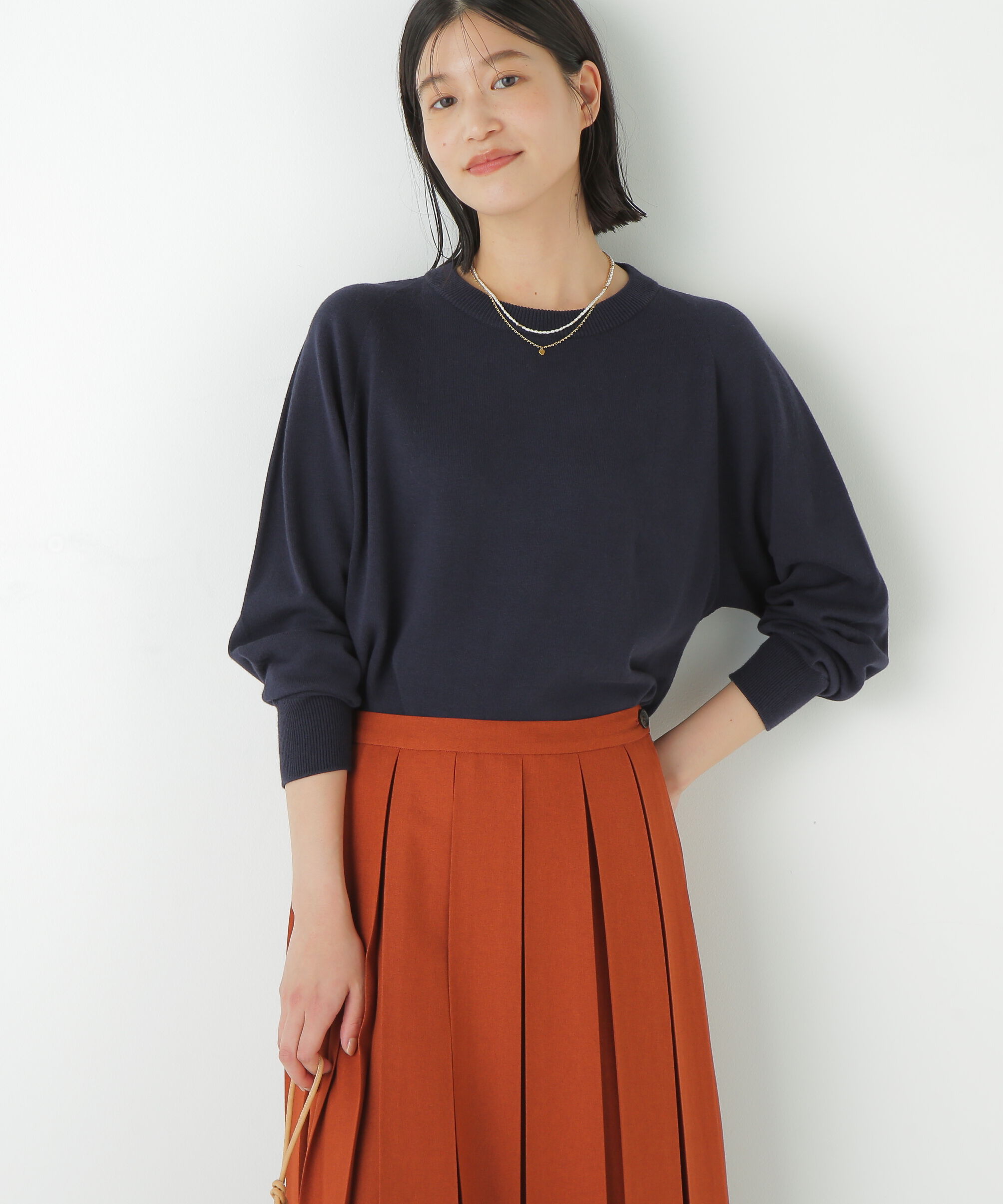  「◆コットンミックスドルマンプルオーバー」|ニット・セーター|ネイビー