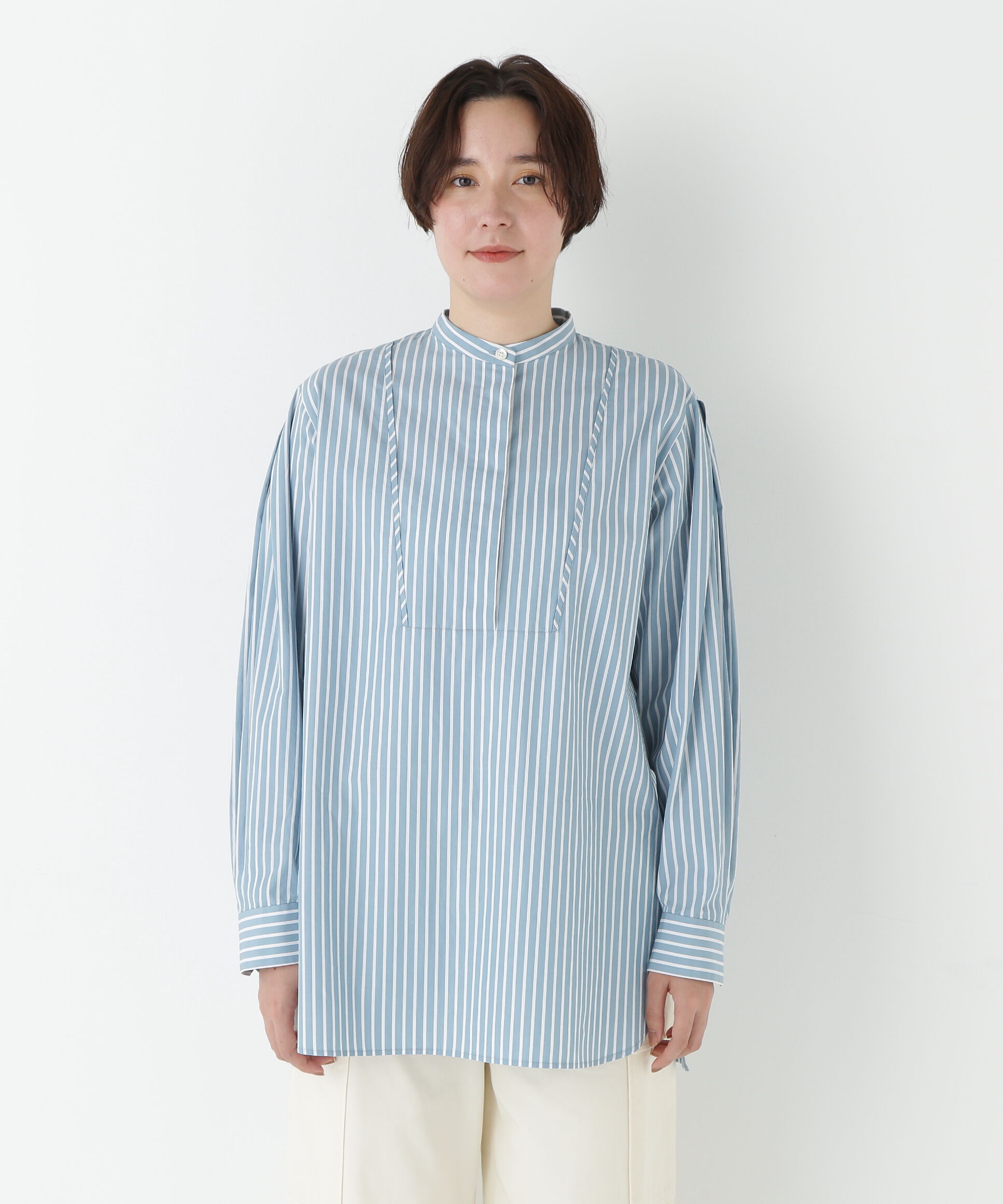  「◆ストライプオーバーブラウス」|シャツ・ブラウス|