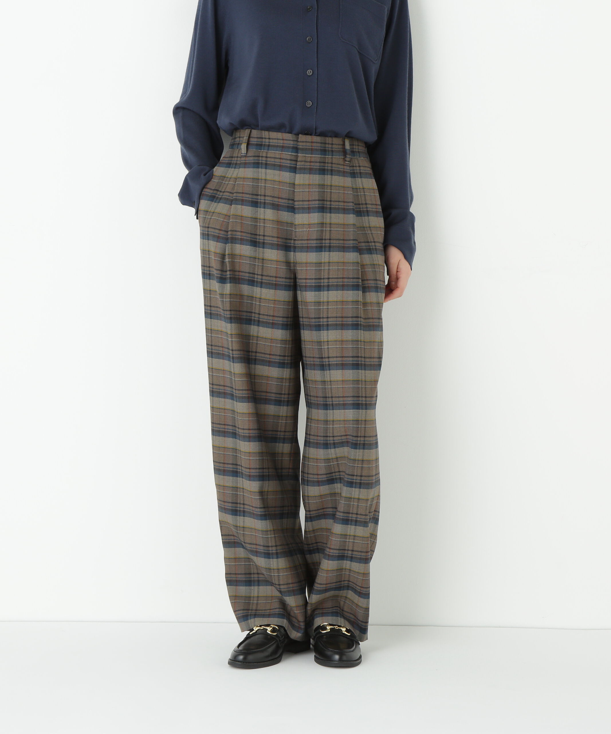  「◆先染めチェックタックセミワイドパンツ」|その他|グリーンチェ 3