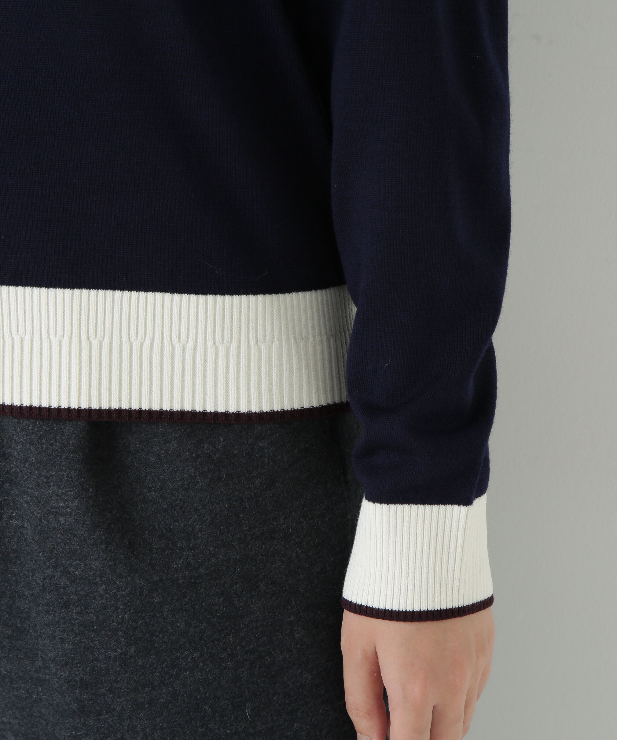  「梳毛ライン入りニットプルオーバー」|ニット・セーター|