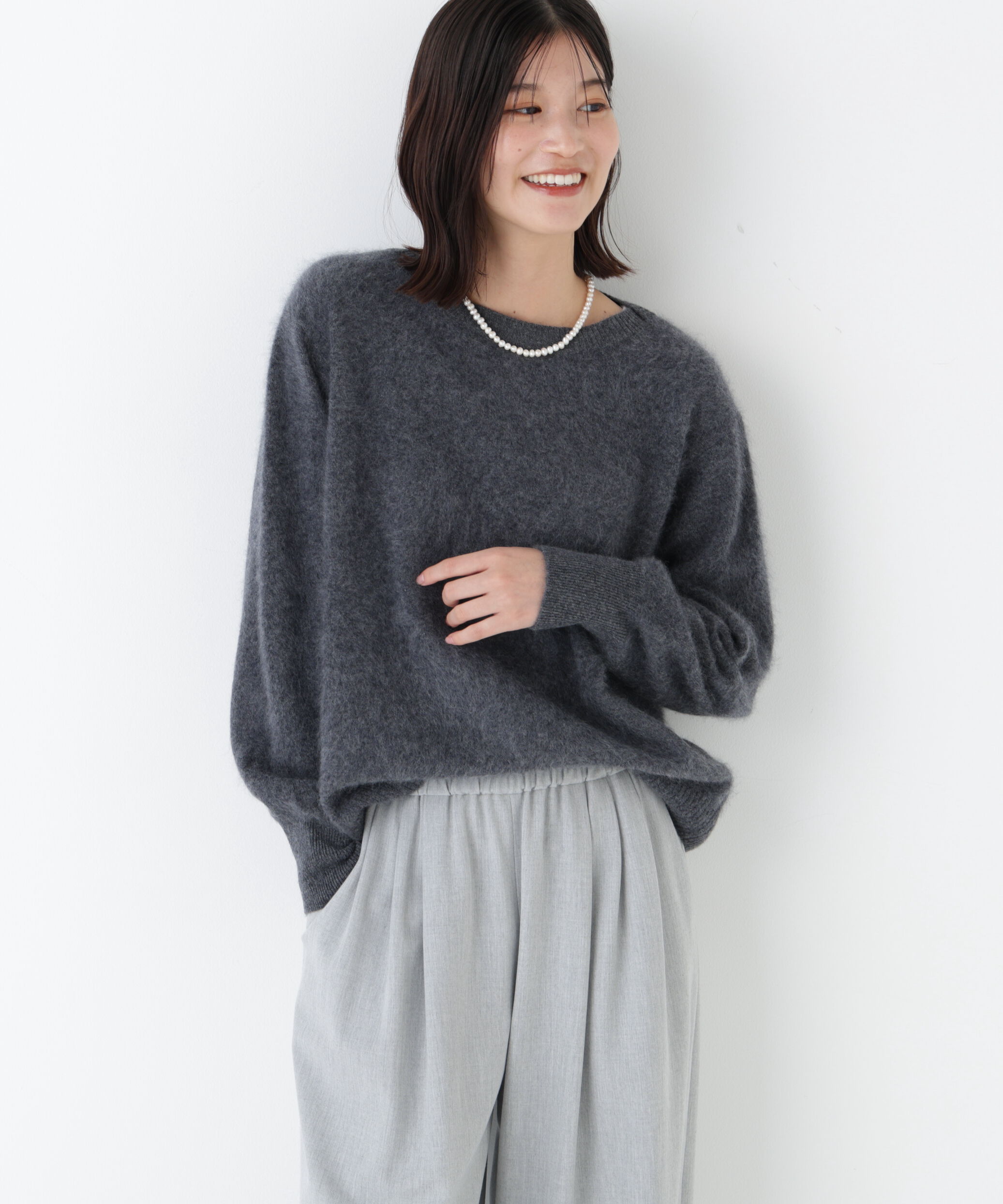  「◆ウールファーニットプルオーバー」|ニット・セーター|チャコール1
