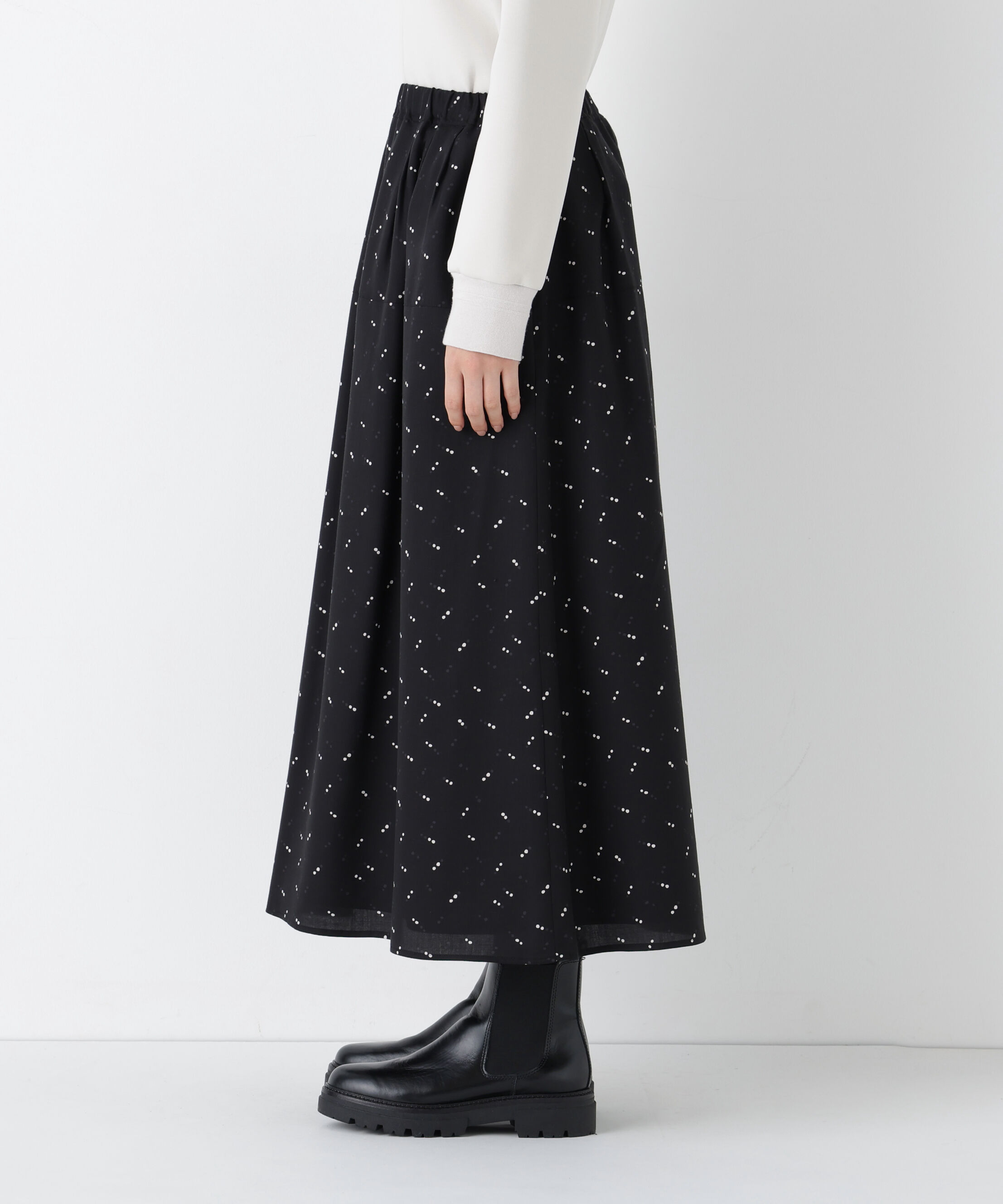  「◆《ウォッシャブル》変形ドットタックギャザースカート」|スカート|